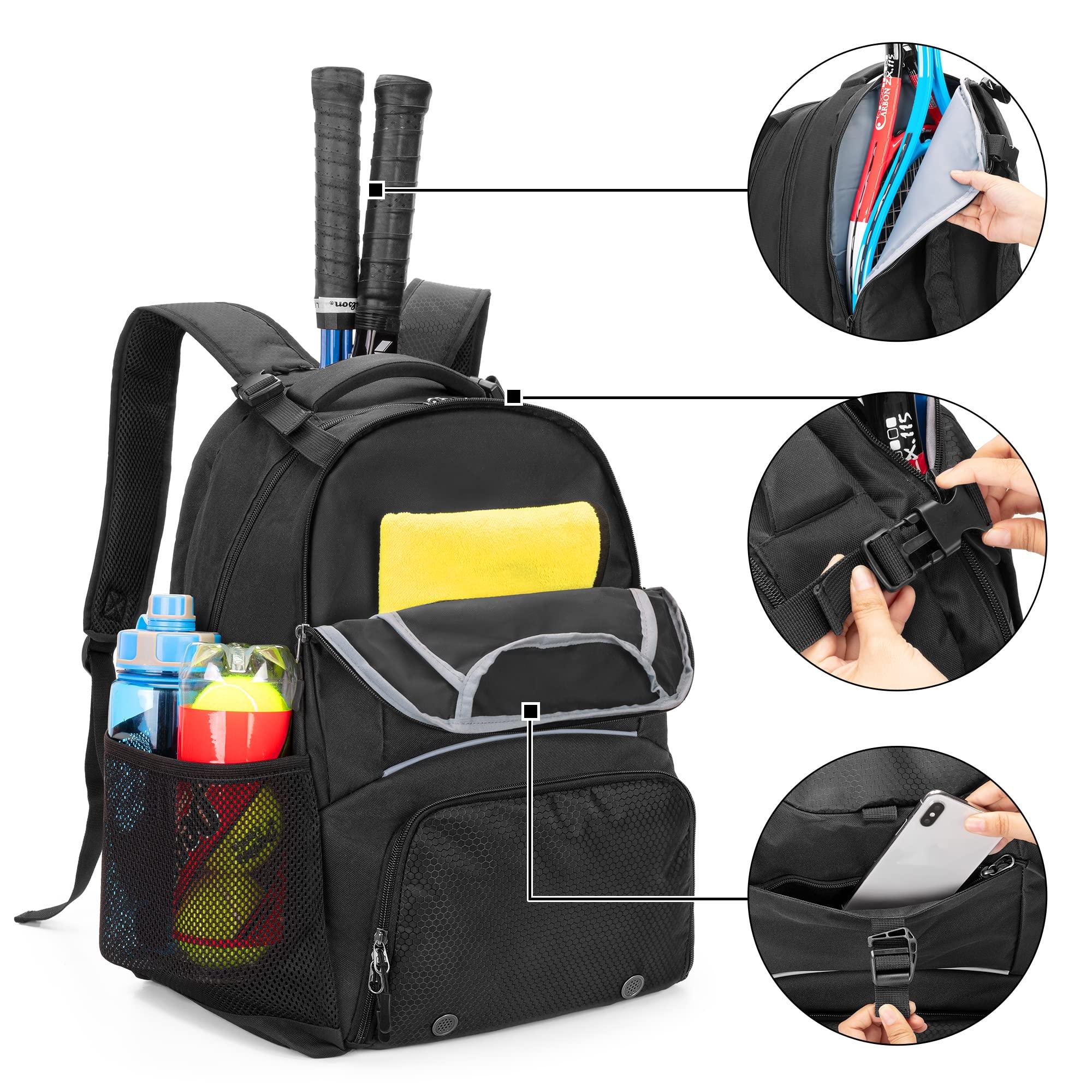 DSLEAF Tennis Backpack for 2 Rackets, Tennis Bag with Separate Ventilated Shoe Space for Tennis/Pickleball/Badminton/Squash Racquet and Accessories - Image 4
