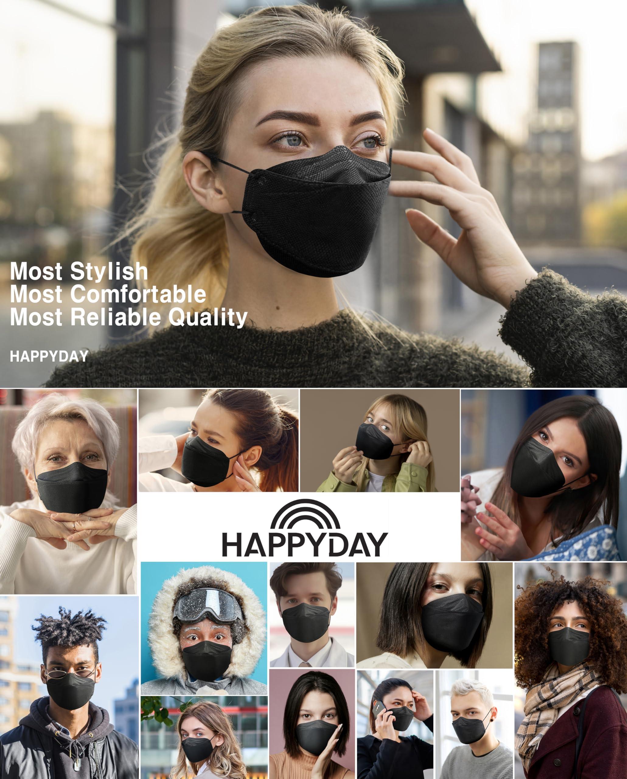 HAPPYDAY , 25 Packs, Made in KOREA Premium KF94 Micro Dust Protection Individually Packaged Black Face Mask Large - Image 2