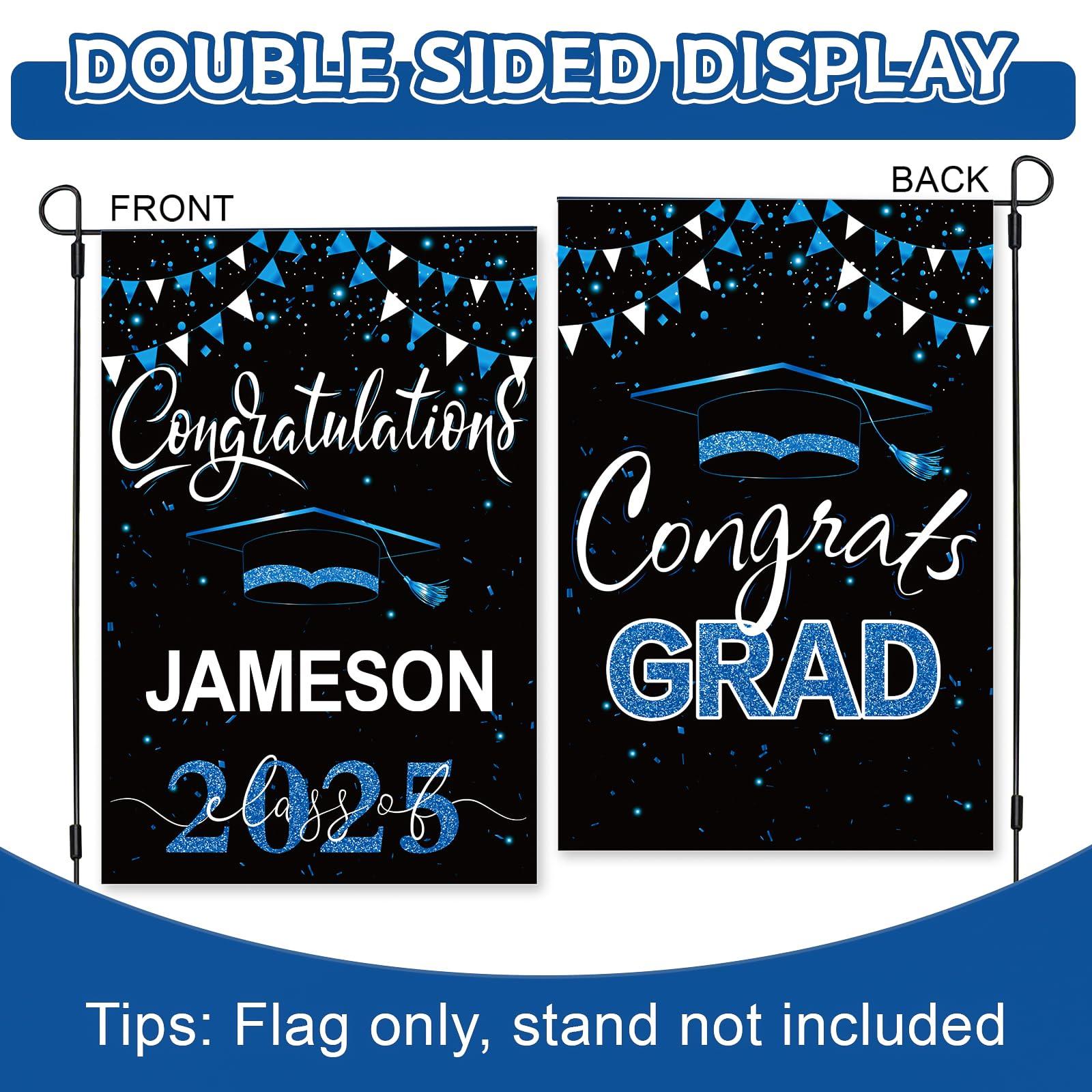 Graduation Flags Personalized 2025, Graduation Garden Flag Double Sided Class Of 2025, Congrats Grad Garden Flags For Outside Yard Decoration, 18x12 Inch (Black Blue) - Image 3