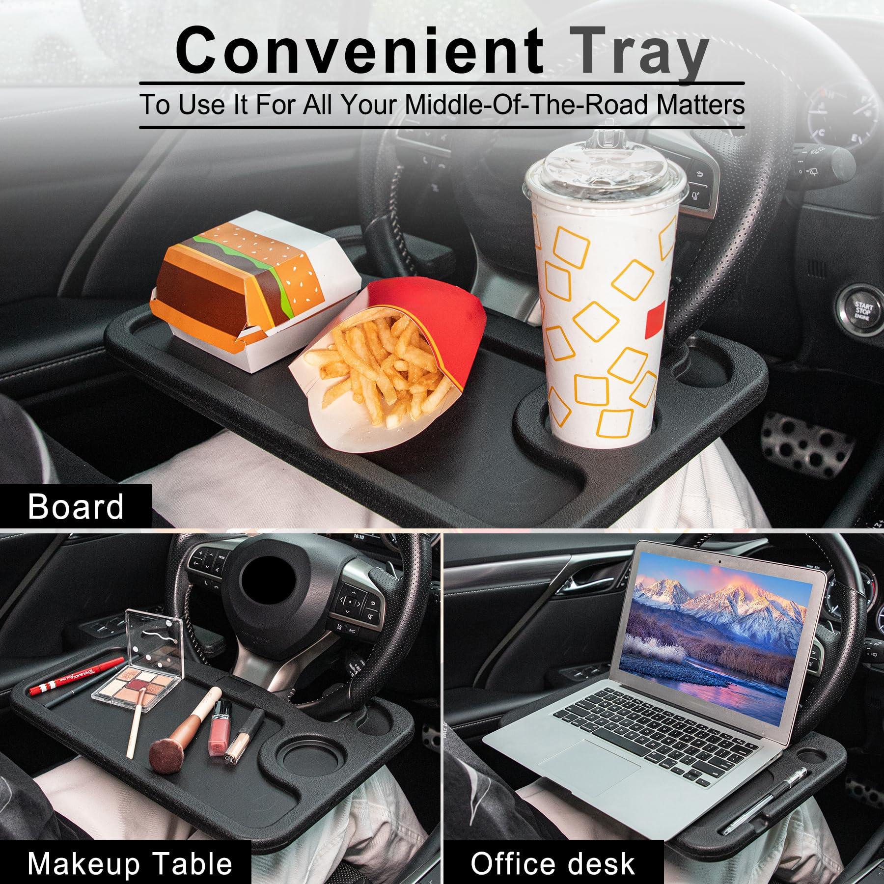 JUSTTOP Car Steering Wheel Desk for Laptop,Multipurpose Travel Car Accessories, Car Seat Stand Trays for Eating, Steering Wheel Under Table Console(Black) - Image 5