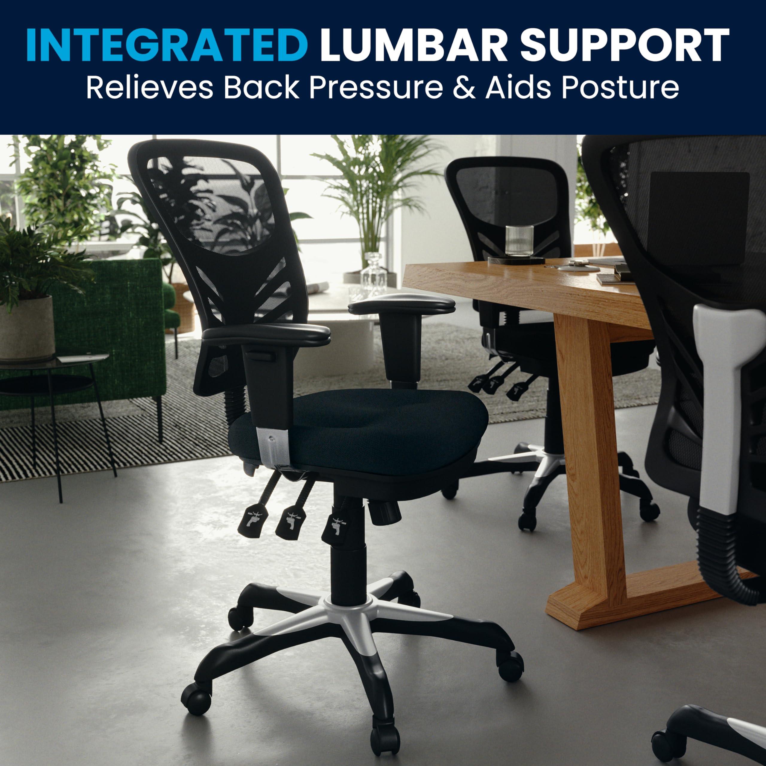 Flash Furniture Nicholas Mid-Back Swivel Desk Chair with Wheels, Mesh Back, Padded Seat, and Armrests, Adjustable Height Mesh Ergonomic Office Chair, Black - Image 10