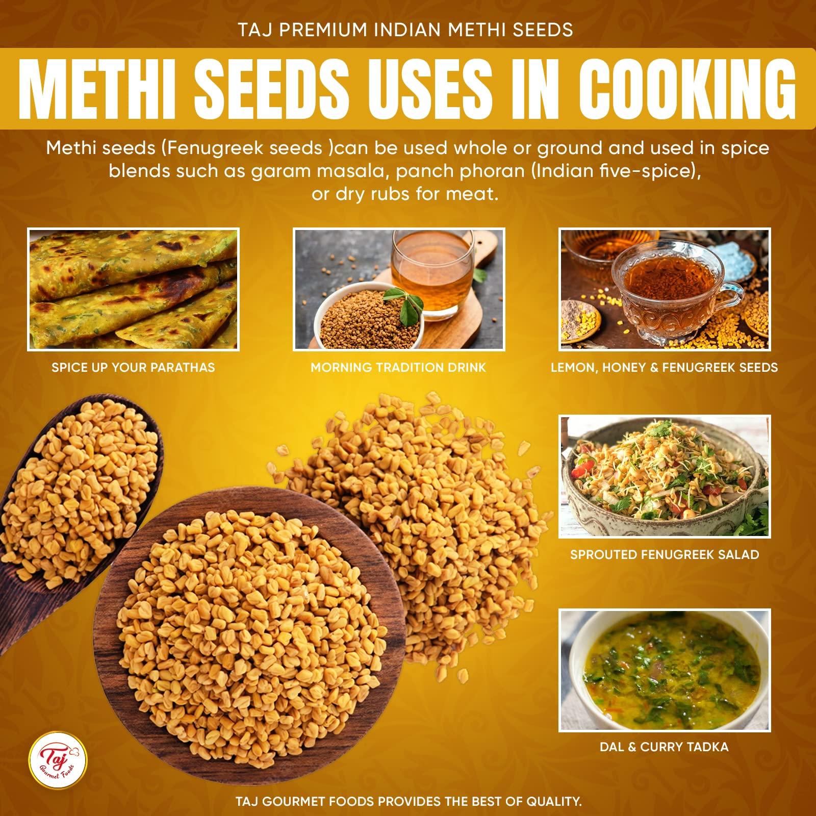 TAJ Premium Indian Methi Seeds, Fenugreek Seeds, Trigonella foenum graecum, (14 Ounce) - Image 6