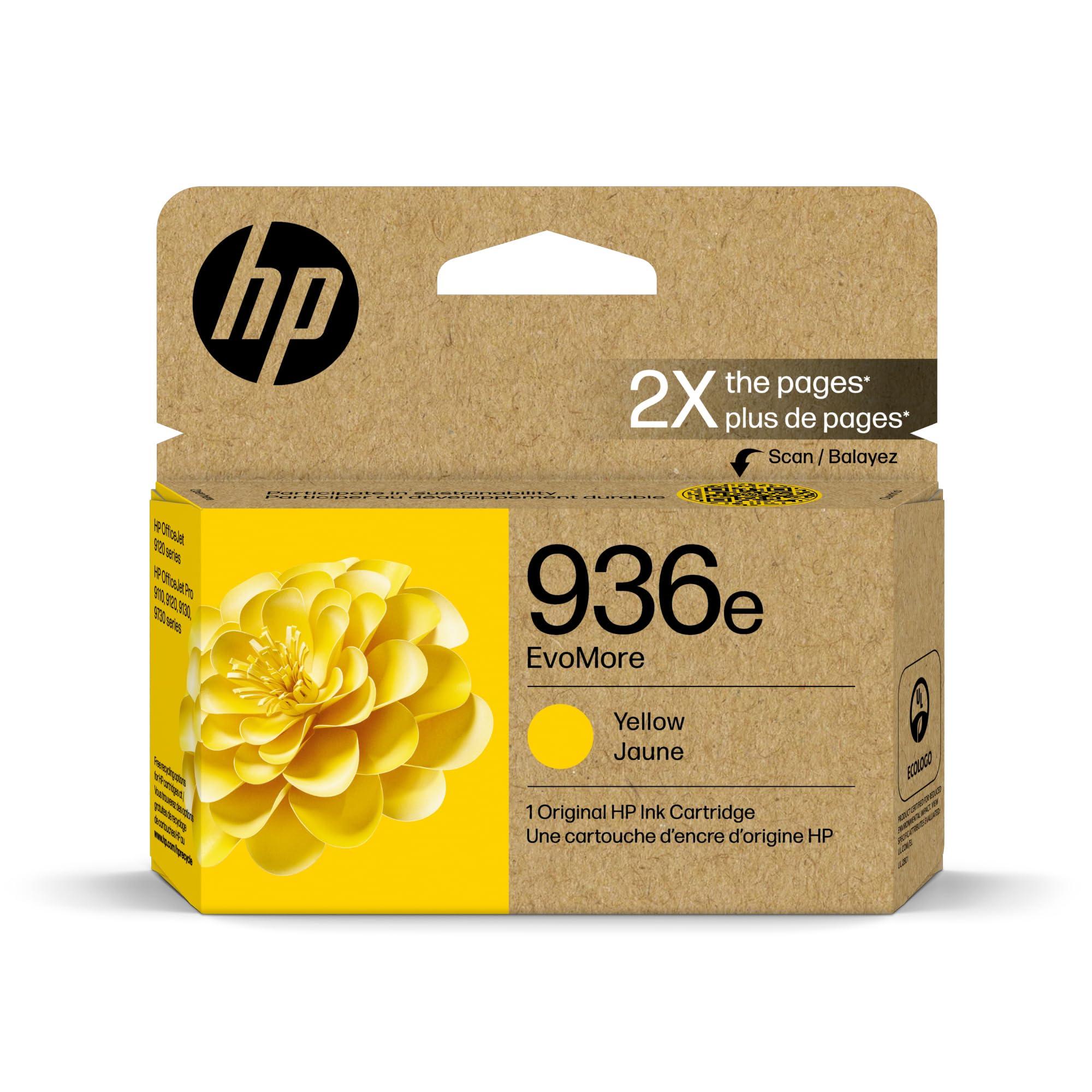 HP 936e EvoMore High Yield Yellow Ink Cartridge | Works OfficeJet 9120 Series, OfficeJet Pro 9100 Series, OfficeJet Pro Wide Format 9700 Series | Carbon Neutral | 4S6V5LN