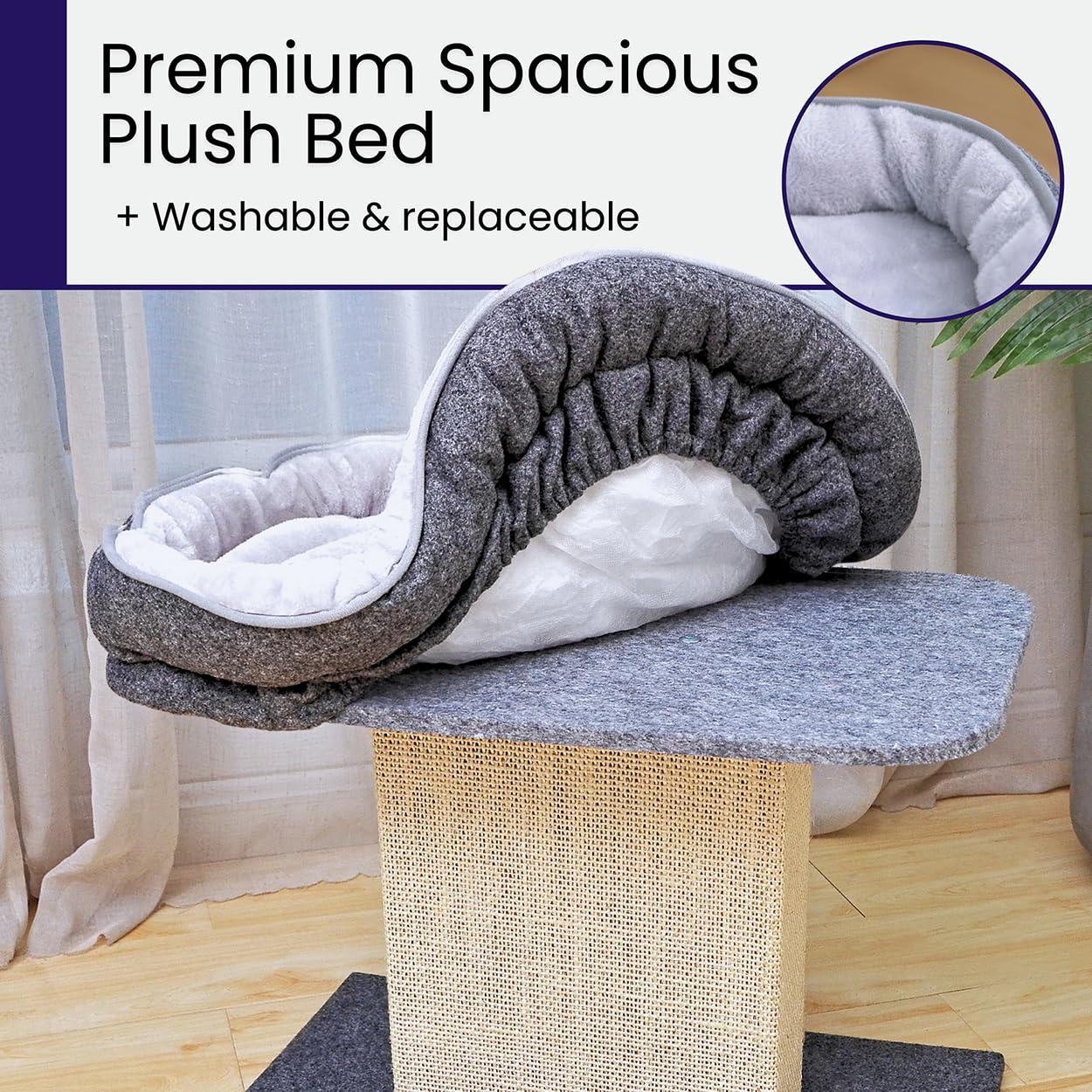 Catry Mellow 2-Level 19" Cat Tree with Large Washable Replaceable Bed, Big Sisal Post, Quick Assembly, Built to Last, Ideal for Small to Large Cats, Grey - Image 6