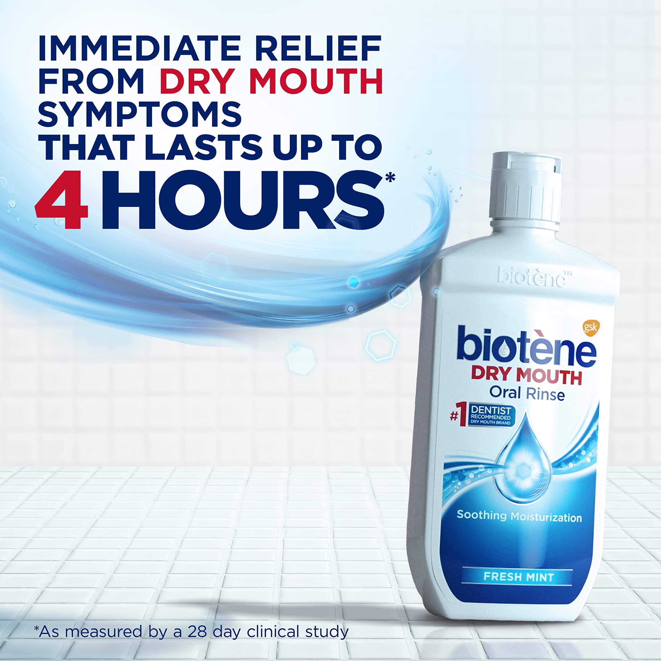 biotène Oral Rinse Mouthwash for Dry Mouth, Breath Freshener and Dry Mouth Treatment, Fresh Mint - 33.8 fl oz - Image 3