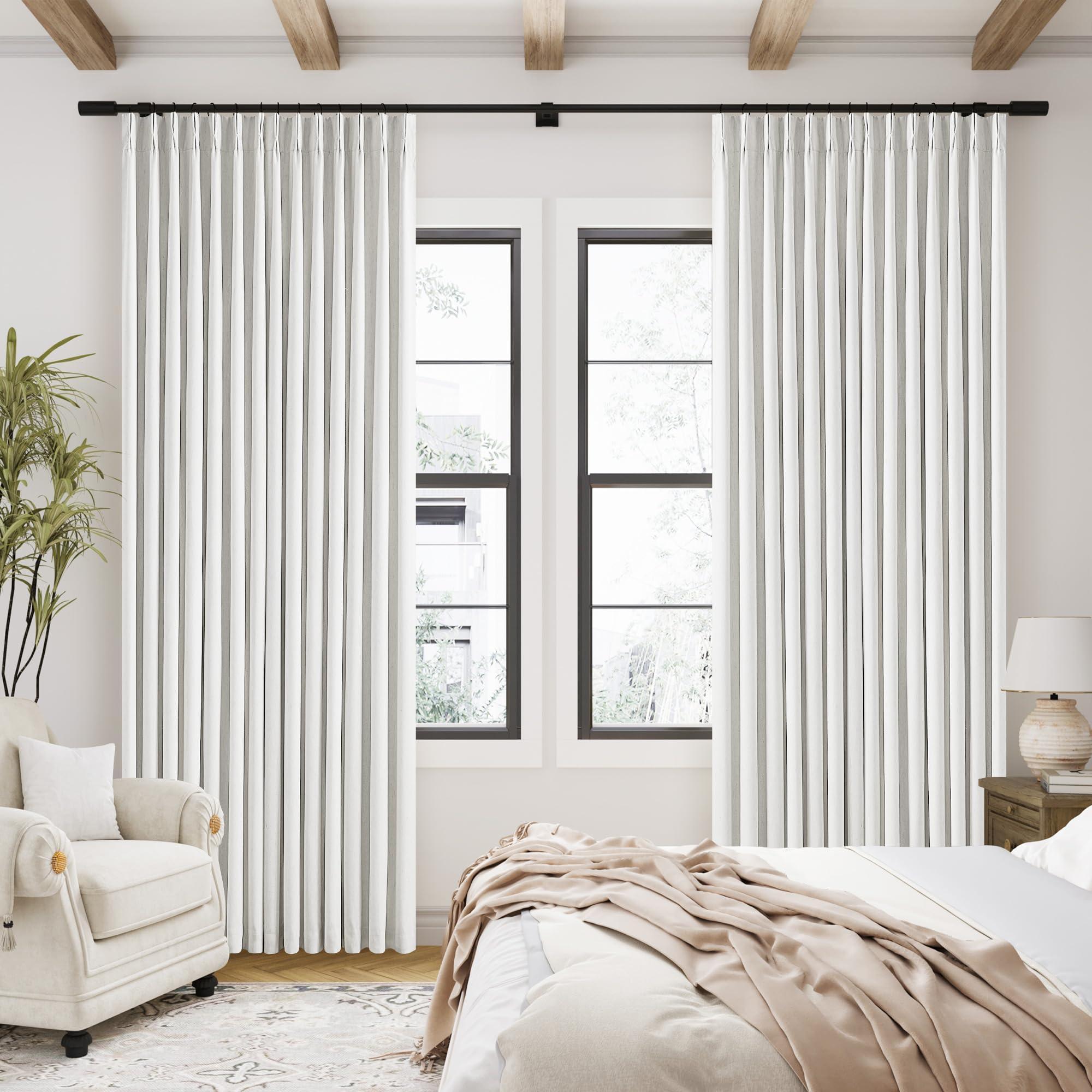 Off White Pinch Pleated 100% Blackout Curtains 102 Inches Long Linen Blend Window Curtains 102 Inch for Bedroom Living Room Darkening Thermal Insulated Back Tab Pinch Pleat Dual Layer Drapes Ivory - Image 7