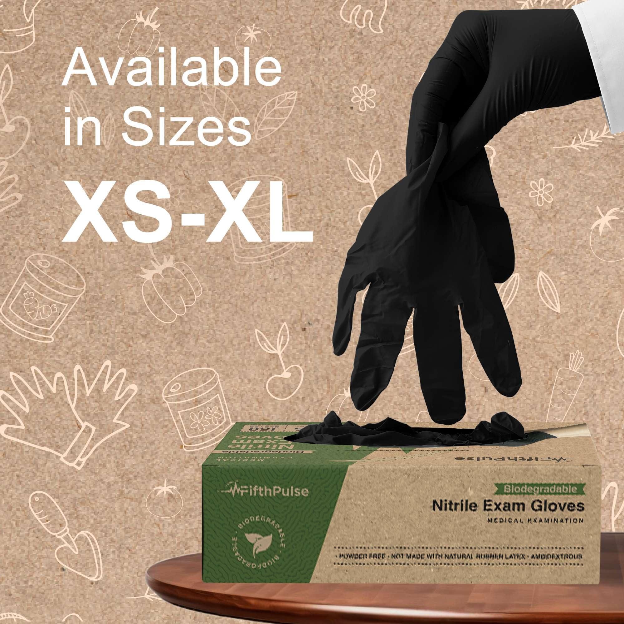 FifthPulse [150 Count] Biodegradable Gloves - Black Nitrile Disposable Gloves - Medical Exam and Food Safe - Latex Free - Image 5