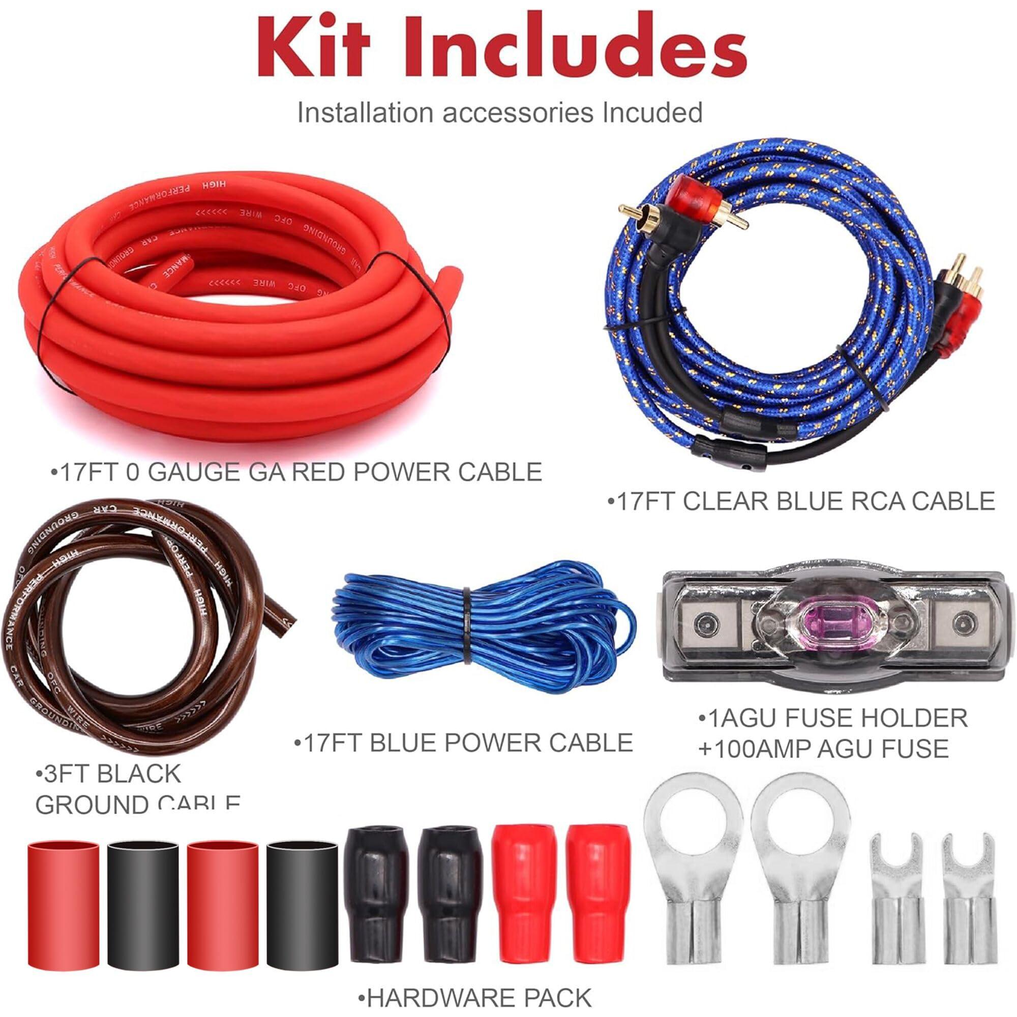 0 Gauge Car Amp Audio Wiring Kit – Welugnal 3000W Car Amplifier subwoofer Wiring Install kit for Your Radio, Subwoofers and Speakers Amp Power Wire，0 Gauge Wire OD：0.33" - Image 3
