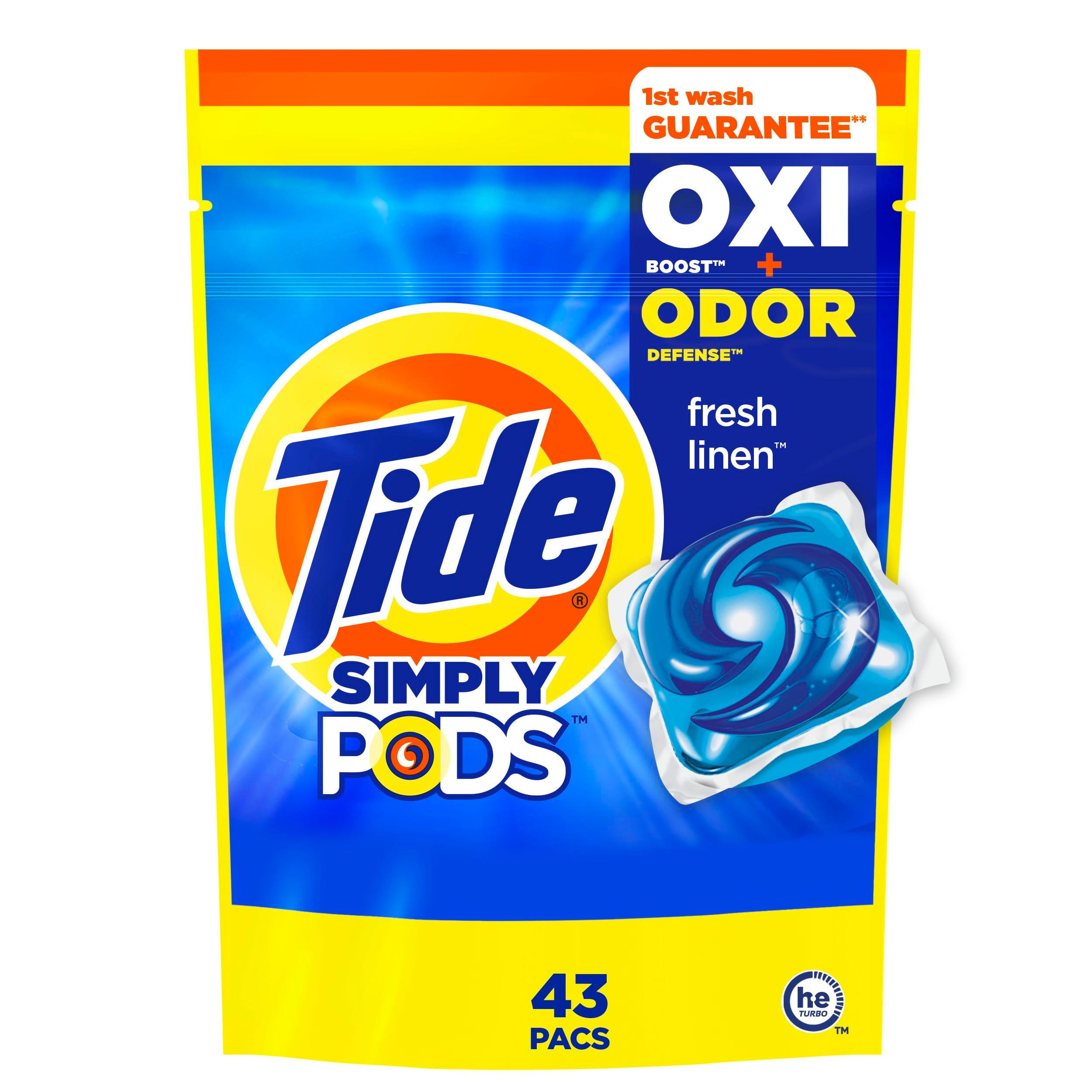 Tide Simply Pods Odor Rescue Liquid Laundry Detergent Pacs, 3 in 1 Powerful Detergent, Odor Fighters, Fresh Scent, 43Count - Image 1