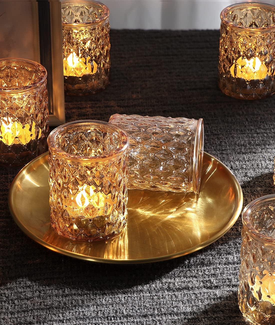 TripodBird 36pcs Gold Votive Candle Holders, Gold Tealight Candle Holder for Boho Wedding-Glass Candle Holders for Table Centerpiece Decorations,Living Room & Home Parties Decor