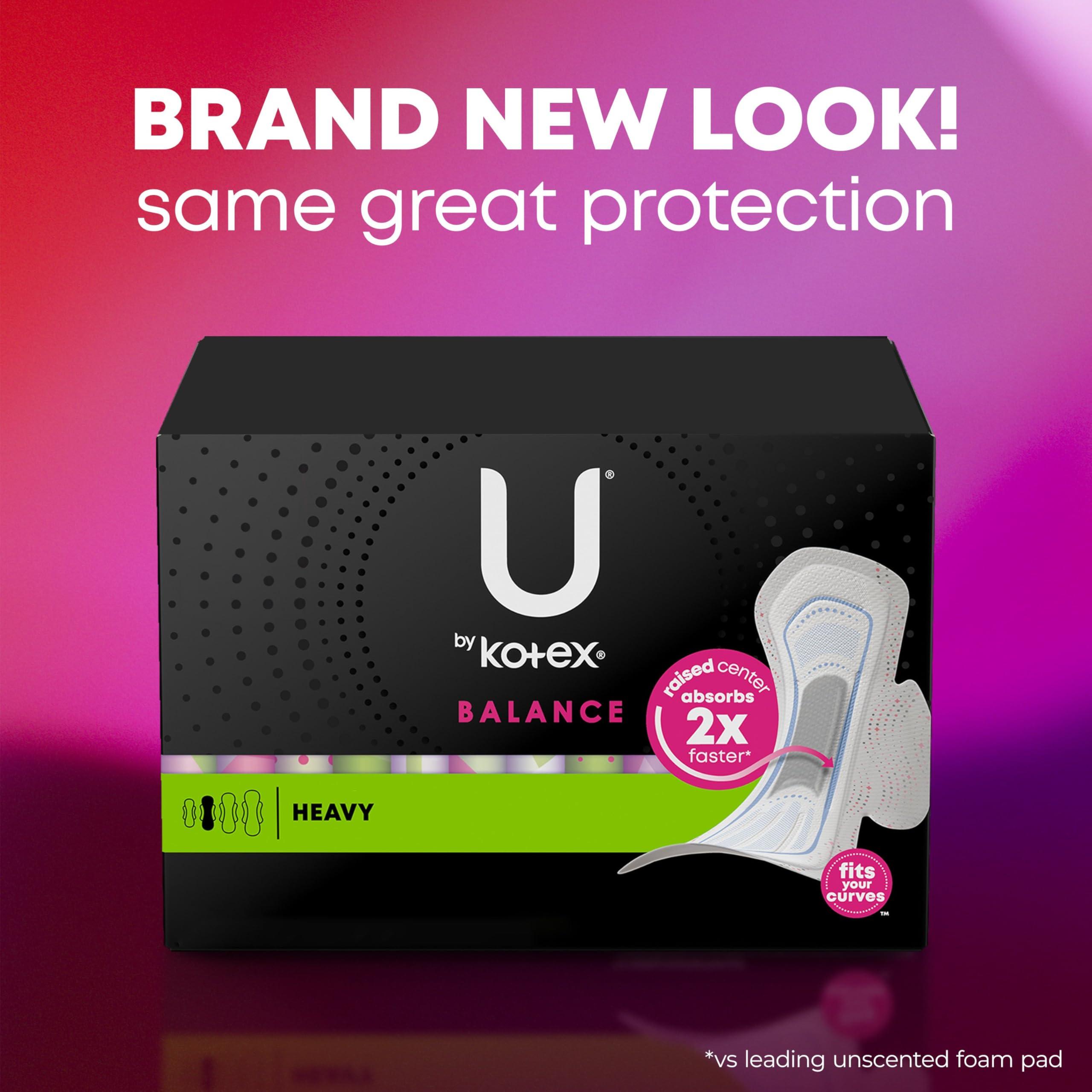U by Kotex Balance Ultra Thin Pads with Wings, Heavy Absorbency, 46 Count (Packaging May Vary) - Image 2
