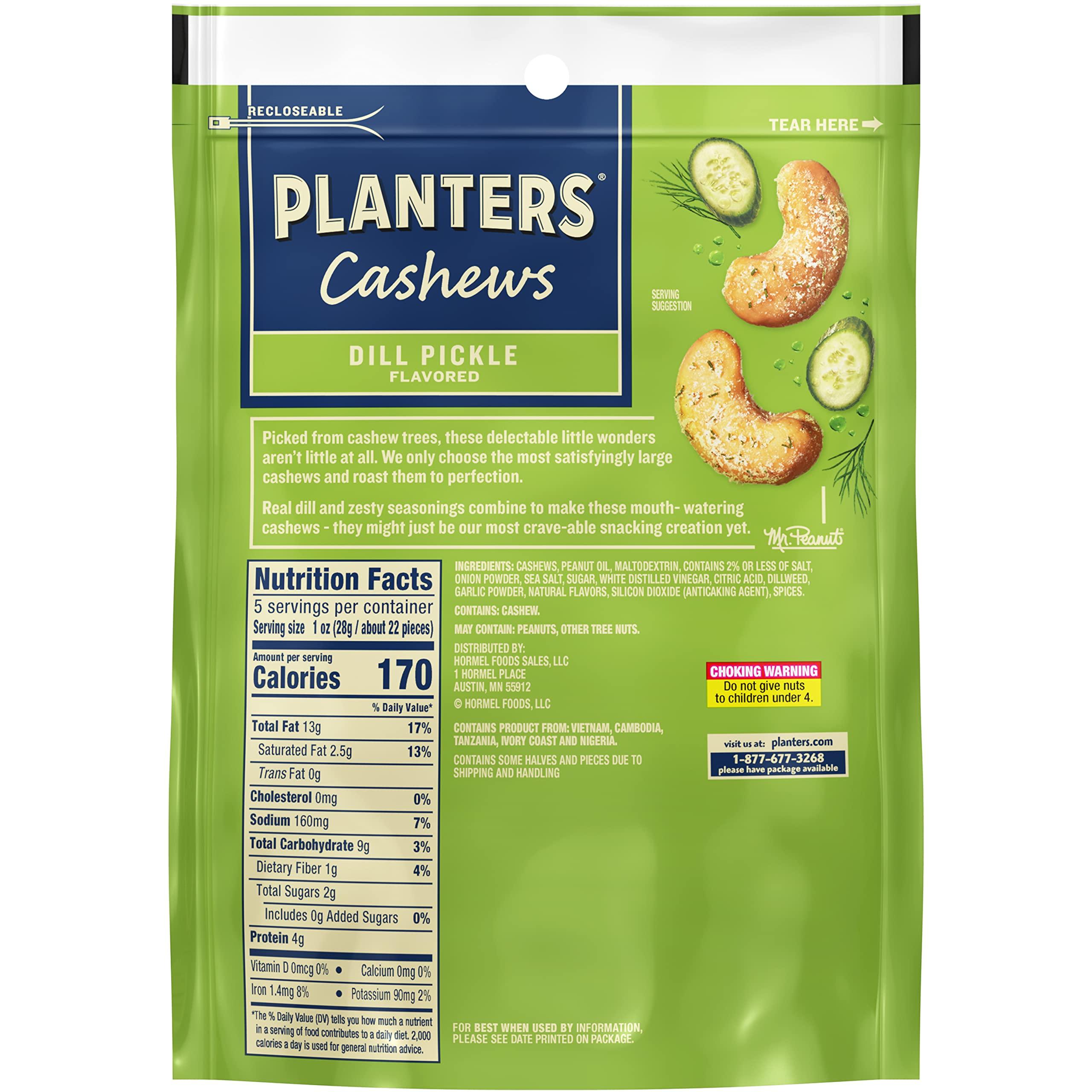 PLANTERS Cashews Dill Pickle - Trail Mix Snack Packs - Snacks with Dill Pickle, Snack Pack, Party Trail Mix, 5 Oz Bag, Pack of 1 - Image 2