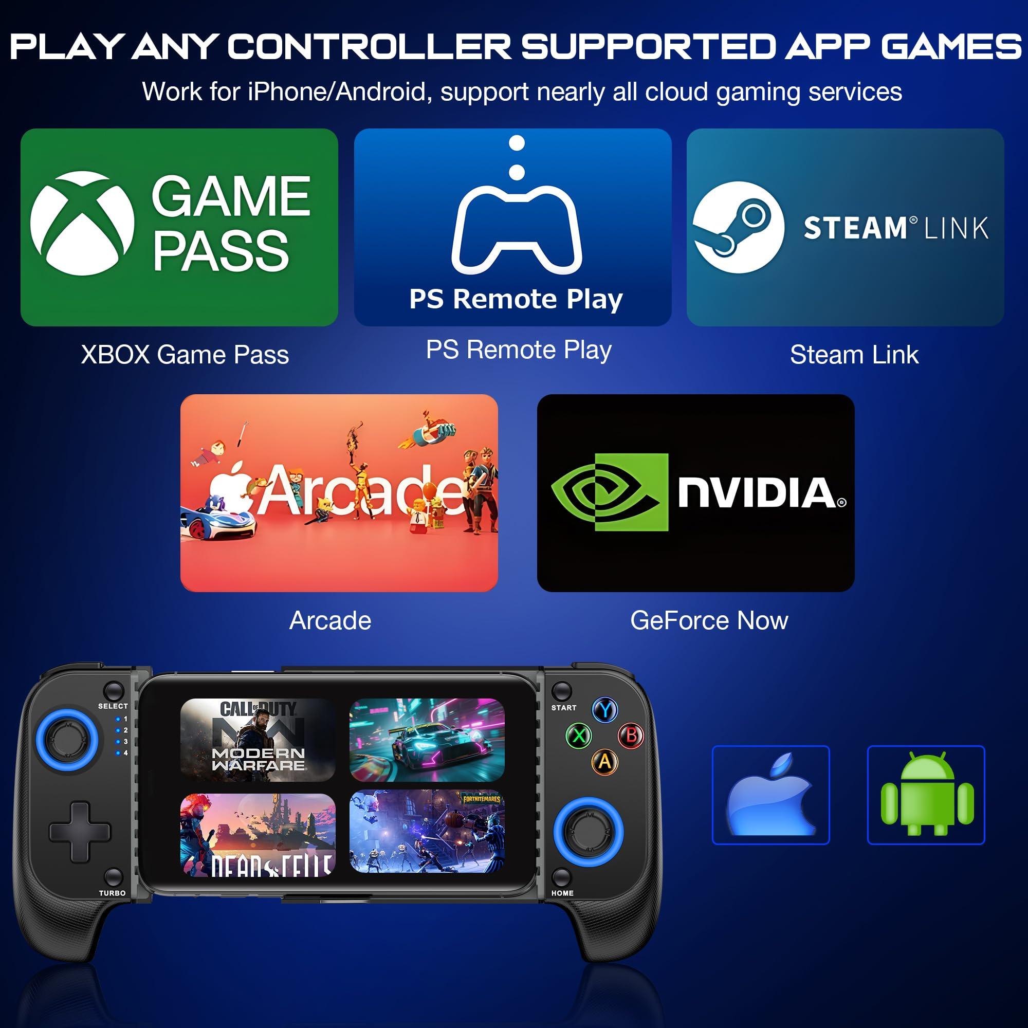 KICKDOT Wireless Phone Controller for iPhone/Android With Hall Joystick, Mobile Gaming Controller for iOS Support Xbox Game Pass, PlayStation, Steam Link, Call of Duty,Roblox, Cloud Gamepad - Image 2