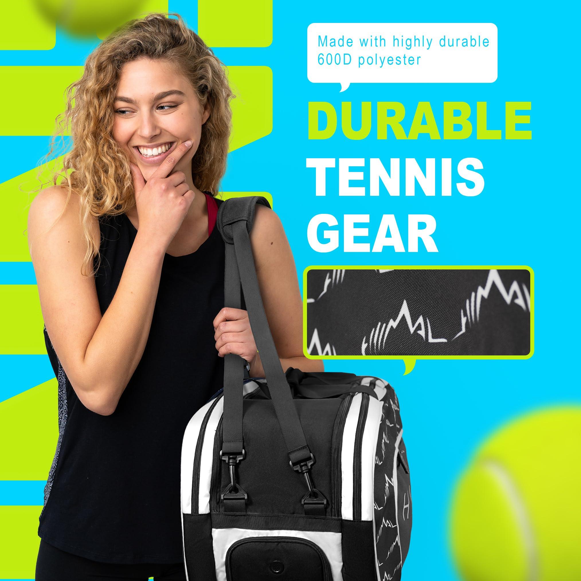 UNIHIMAL Tennis Bag 6 Rackets, Tennis Backpack Large Storage with Shoes Compartment, Cooler Pocket & Removeable Shoulder Strap, Multifunction Tennis Racket Bag for Sport Equipment - Image 6