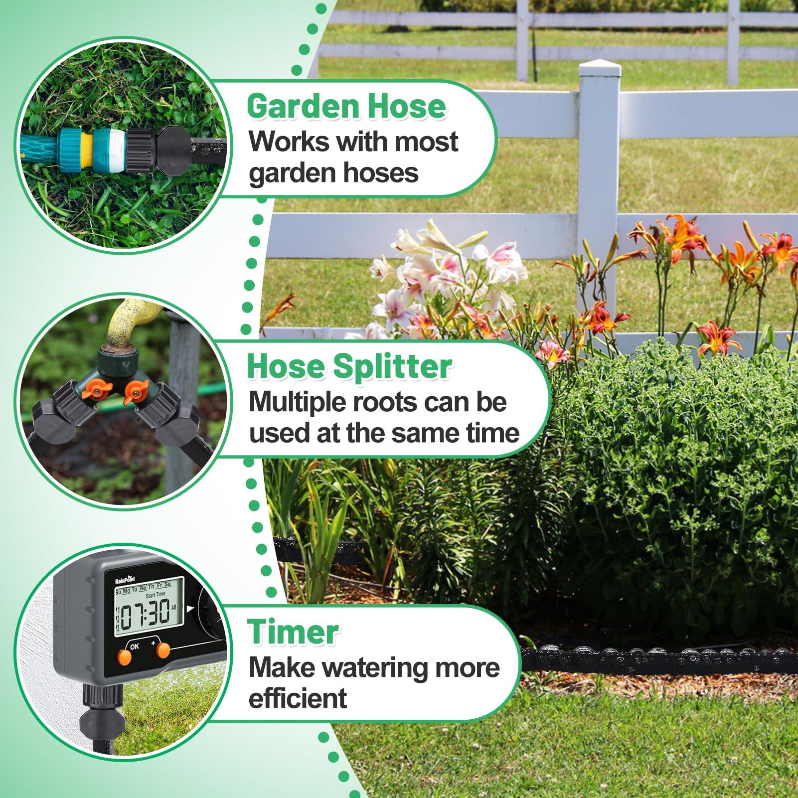 Soaker Hose 75FT for Garden Beds - 3/4" Heavy Duty Double Layer Drip Irrigation Hose, Save 85% Water- Linkable Flat Soaker Hose for Lawn Flower Bed Vegetable Field Effective Watering - Image 4