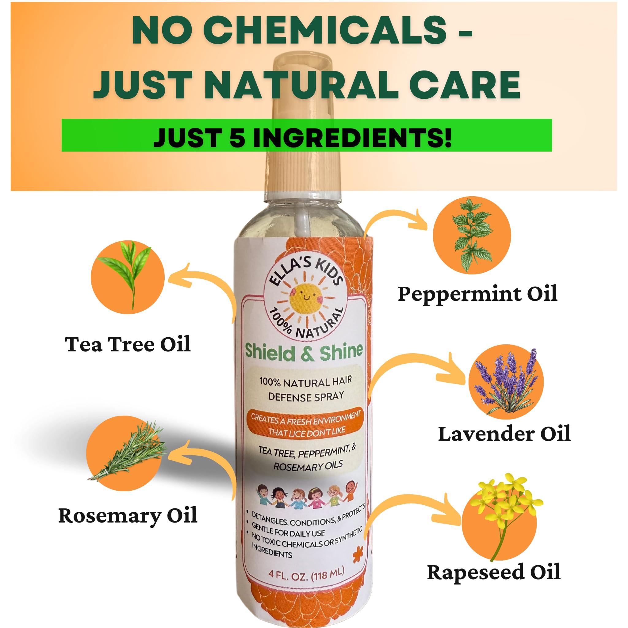 Natural Lice Prevention and Repellent Spray for Kids Hair – Made with Essential Oils, Detangles and Conditions, Only 5 Oil Ingredients - Tea Tree, Rosemary, and Lavender Oils by Ella’s Kids - Image 3