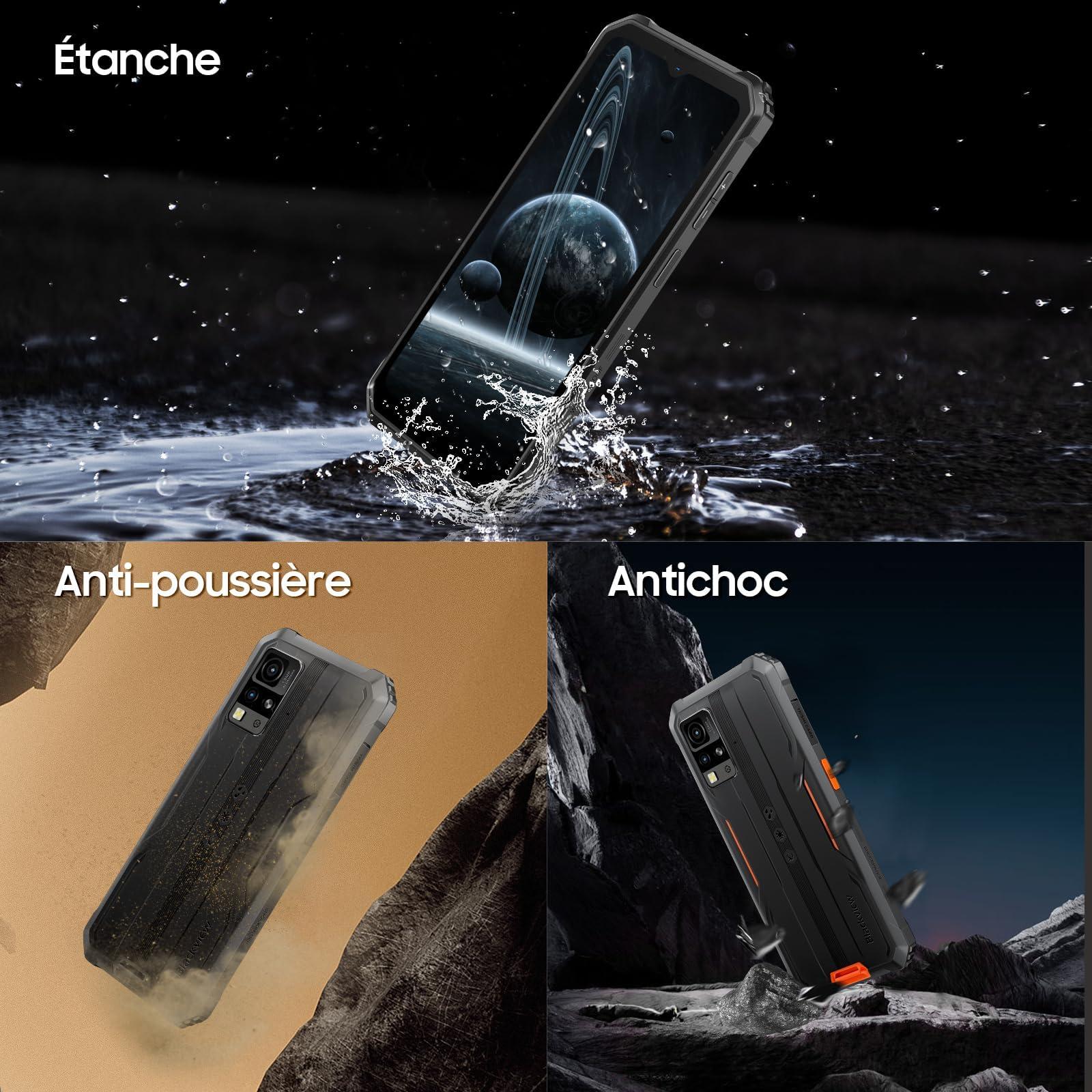 Blackview Phone BV4800, Android 13 4GB+32GB 2TB Expand Rugged Smartphone, 6.56" Incell Screen 5180mAh Rugged Phone, 4G T-Mobile Dual SIM Rugged Smartphone Unlocked, IP69K, 3 Card Slots/Face ID-Black - Image 8
