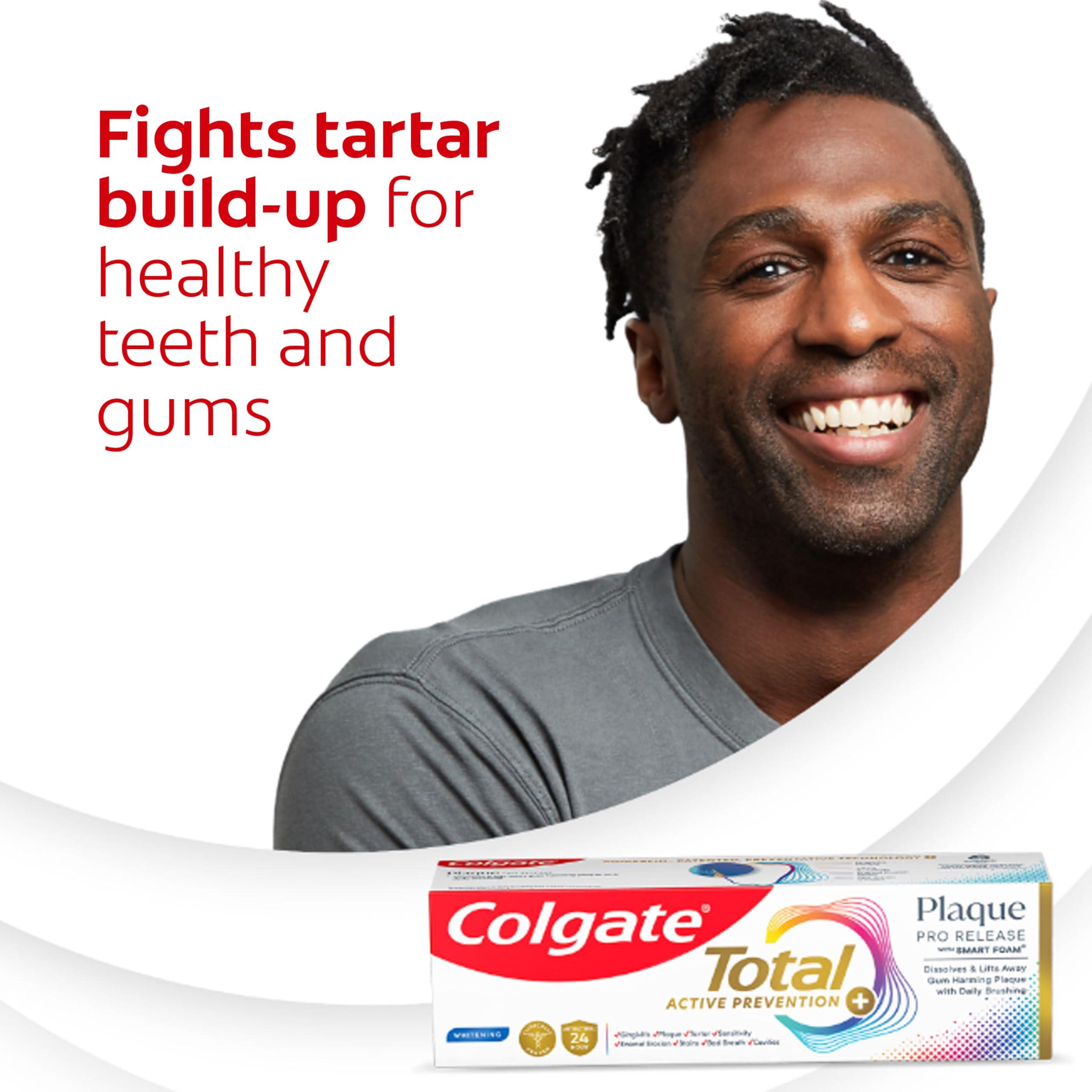 Colgate Total Plaque Pro Release Whitening Toothpaste Pack, Whitening Fluoride Toothpaste, Fights Plaque, Bad Breath, Tartar Buildup, and Helps Protect Teeth from Sensitivity, 2 Pack, 3.0 oz - Image 6