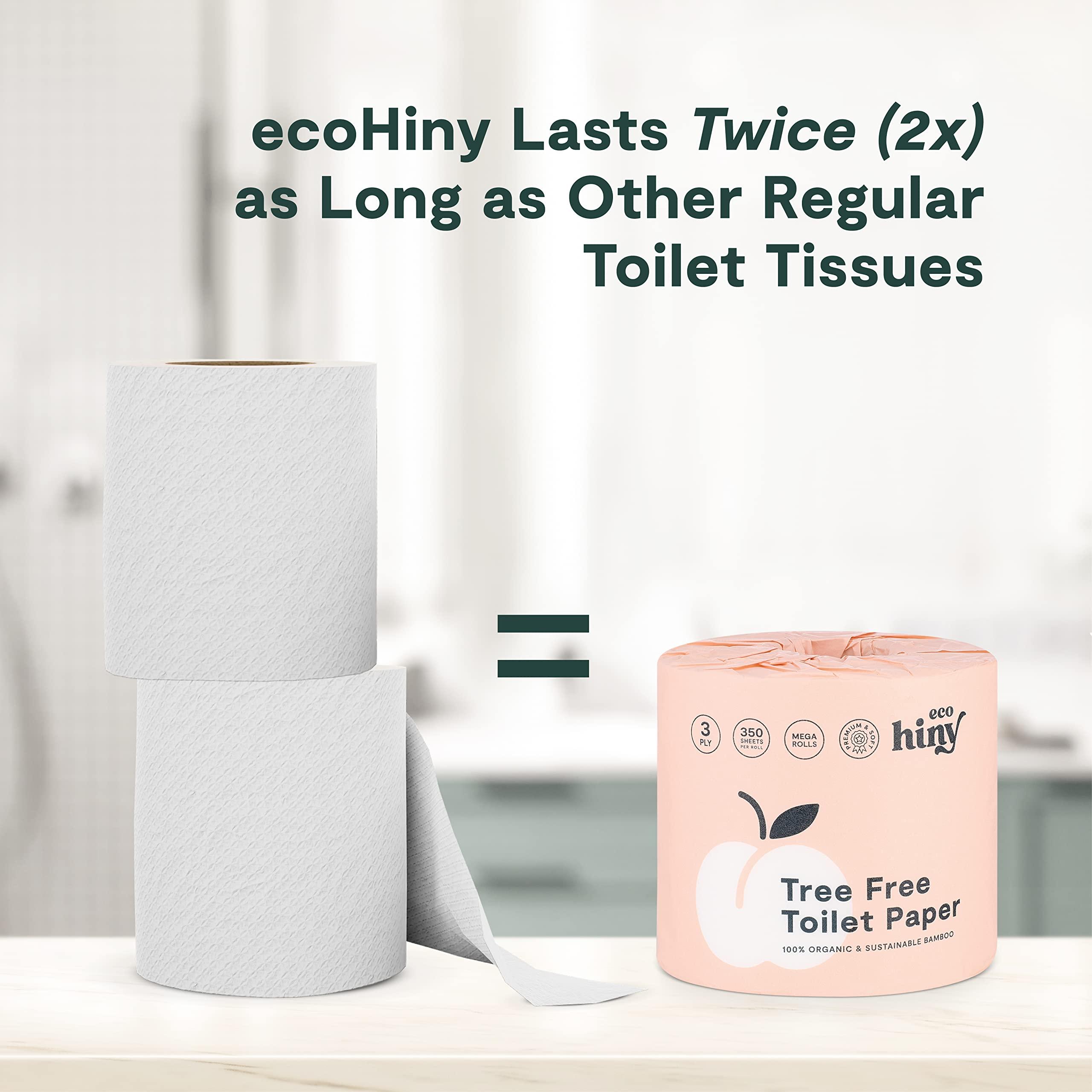 ecoHiny Premium & Soft Bamboo Toilet Paper | 12 Mega Rolls, 3 ply & 350 Sheets | FSC Certified, PFAS Free, BPA Free, Septic Safe | Tree Free Toilet Tissues | Plastic Free Packaging - Image 7