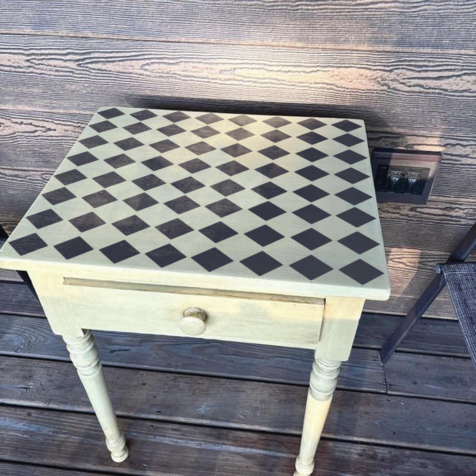 Script Stencils for Painting on Wood, French Writing Check Checkerboard Stencils for Crafts Reusable Border Art Furniture Patterns for Wall Cabinets Tables Canvas Furniture (Check) - Image 2