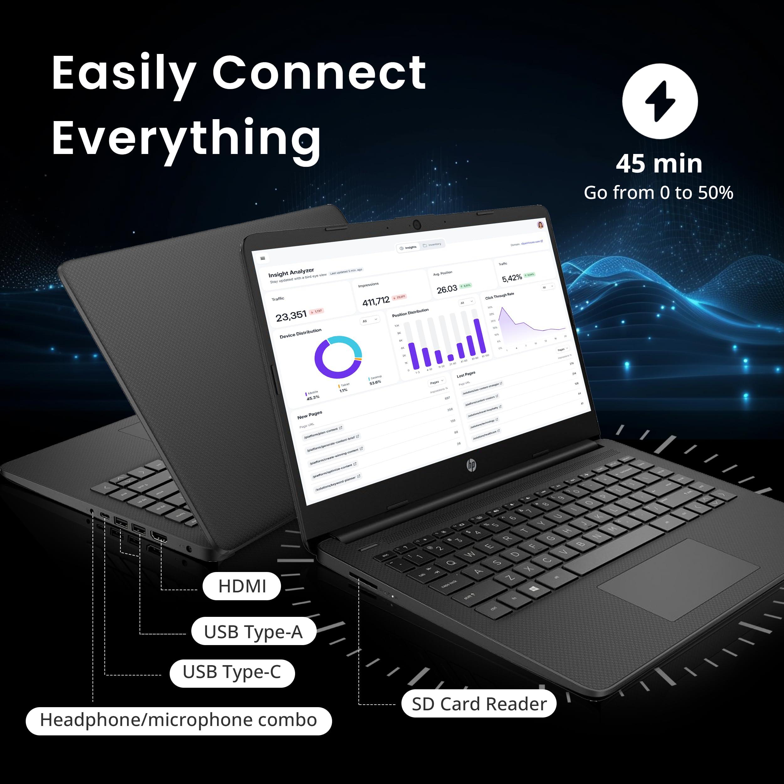 HP Flagship 14" HD Laptop with 1 Year Office 365 | 16GB RAM | 1.28TB Storage(128GB EMMC & 160GB Docking Station Set & 1TB Cloud Storage) | Intel 4-Core Processor | Webcam | Wi-Fi | Windows 11 | Black - Image 9