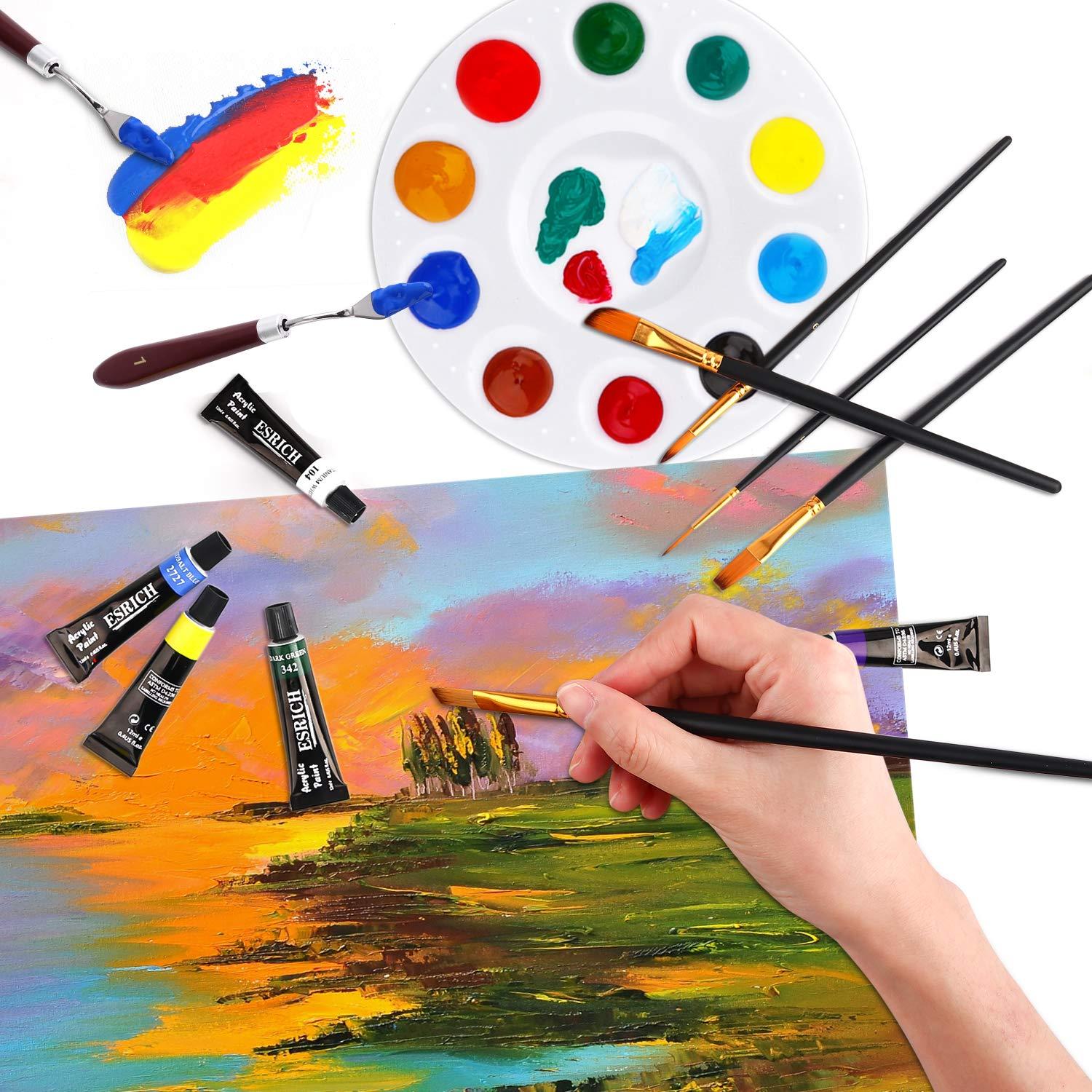 ESRICH Acrylic Paint Set,46 Piece Professional Painting Supplies with Paint Brushes, Acrylic Paints, Easel, Canvases, Palette, Paint Knives, Brush Cup and Art Sponges for Hobbyists and Beginners - Image 7