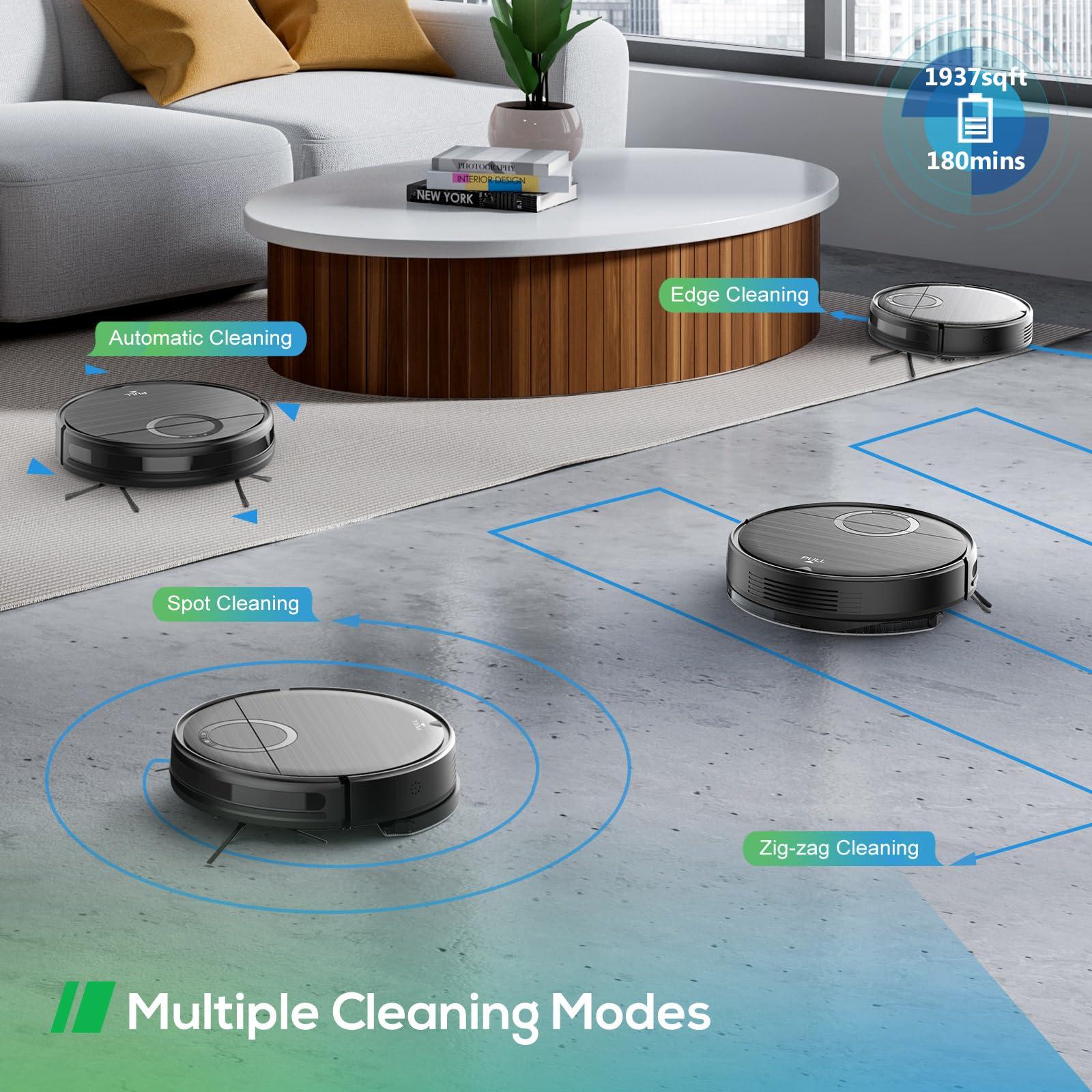 Robot Vacuum and Mop Combo, 2 in 1 Mopping Robot Vacuum Cleaner with 2000Pa Max Suction, Wi-Fi/App/Remote, Schedule, Self-Charging Slim Robotic Vacuum, Ideal for Pet Hair, Low-Pile Carpet, Hard Floor - Image 4