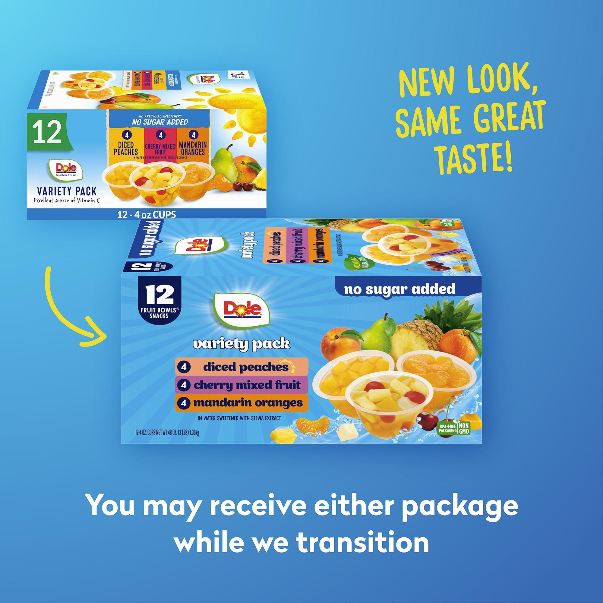 Dole Diced Peaches, Mandarin Oranges, and Cherry Mixed Fruit with No Sugar Added Variety Pack - Dole Fruit Bowls Snacks - 4 oz Bowls - 12 Pack - Image 5