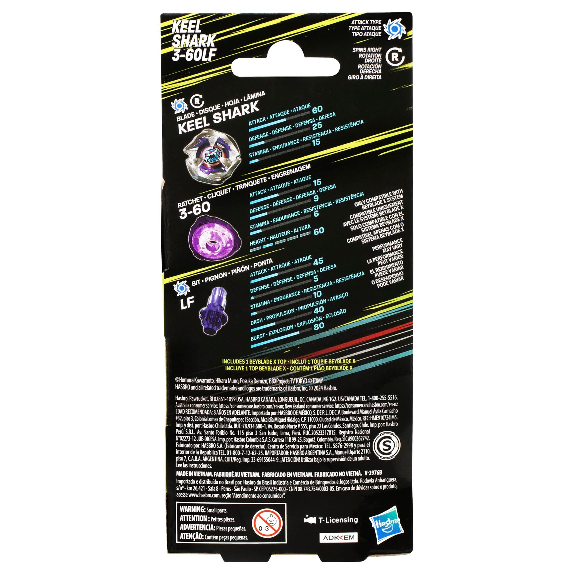 Beyblade X Keel Shark 3-60LF Booster Pack Set with Attack Type Right-Spinning Top; Battling Top Toys for 8 Year Old Boys and Girls - Image 4