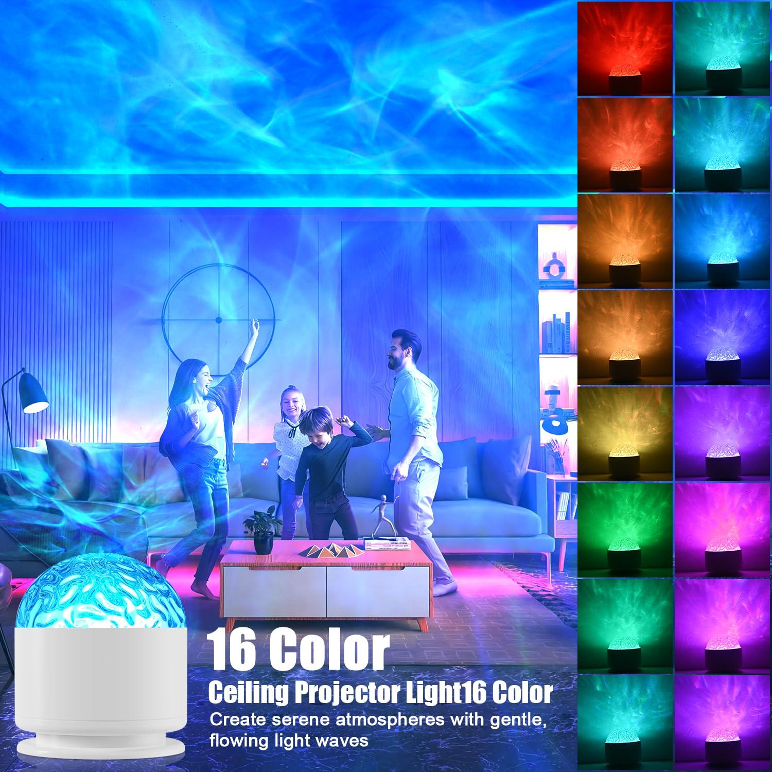 Luminorth Ocean Wave Projector Light, 16 Colors Northern Lights Projector, 30 Lighting Modes Ocean Lamp Galaxy Light Projector, Ceiling Luminorthe Cube Lamp for Bedroom/Party/Game Rooms - Image 2