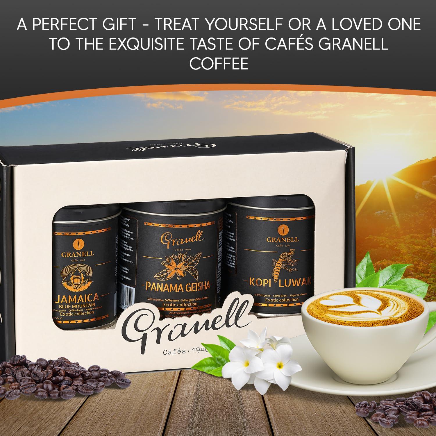 Cafés Granell Kopi Luwak, Blue Mountain (Jamaica) & Panama Geisha Coffee 3 Pack Gift Set | Exotic Collection Fresh Whole Beans Quality Controlled 100% Arabica Coffee-Premium Medium Roast 3.53oz ea. - Image 4