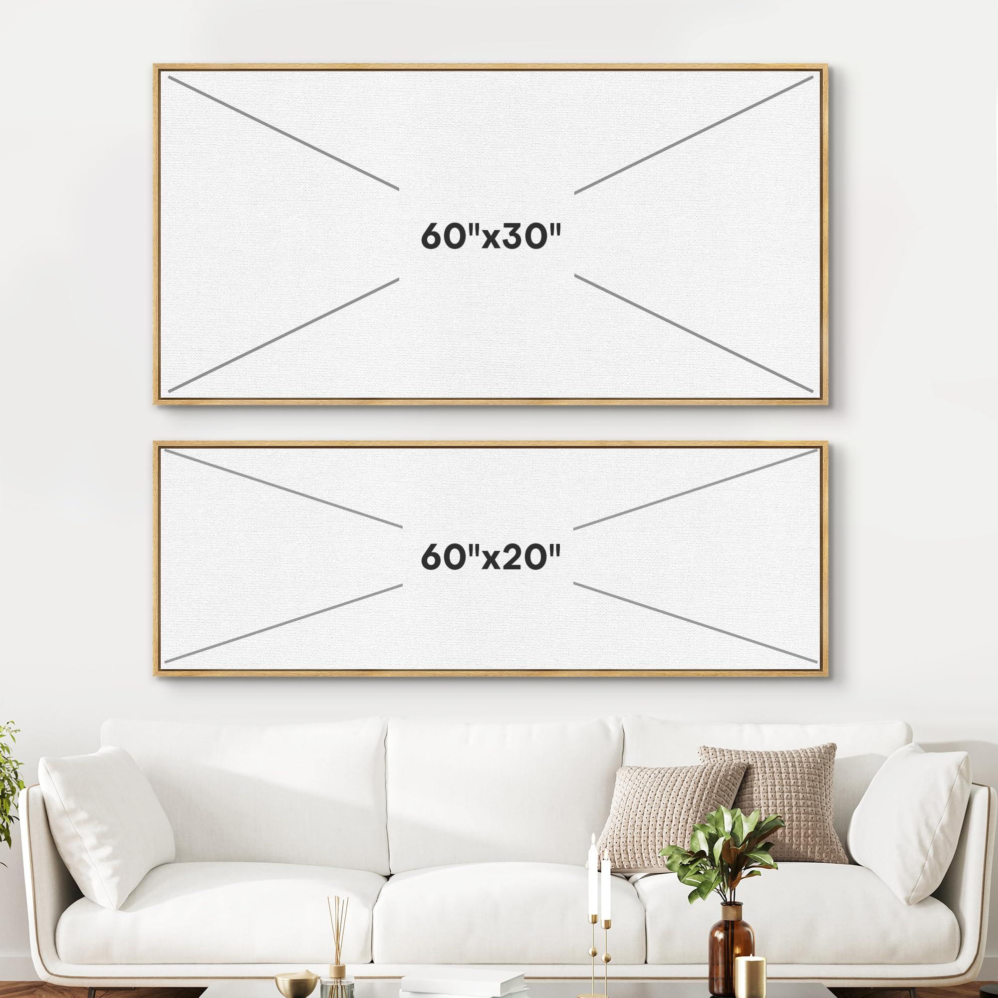 SIGNFORD Extra Large Framed Canvas Print Wall Art Pastoral Countryside Landscape with Trees Illustrations Modern Art Calm Warm for Living Room, Bedroom, Office - 60"x30" - Image 6