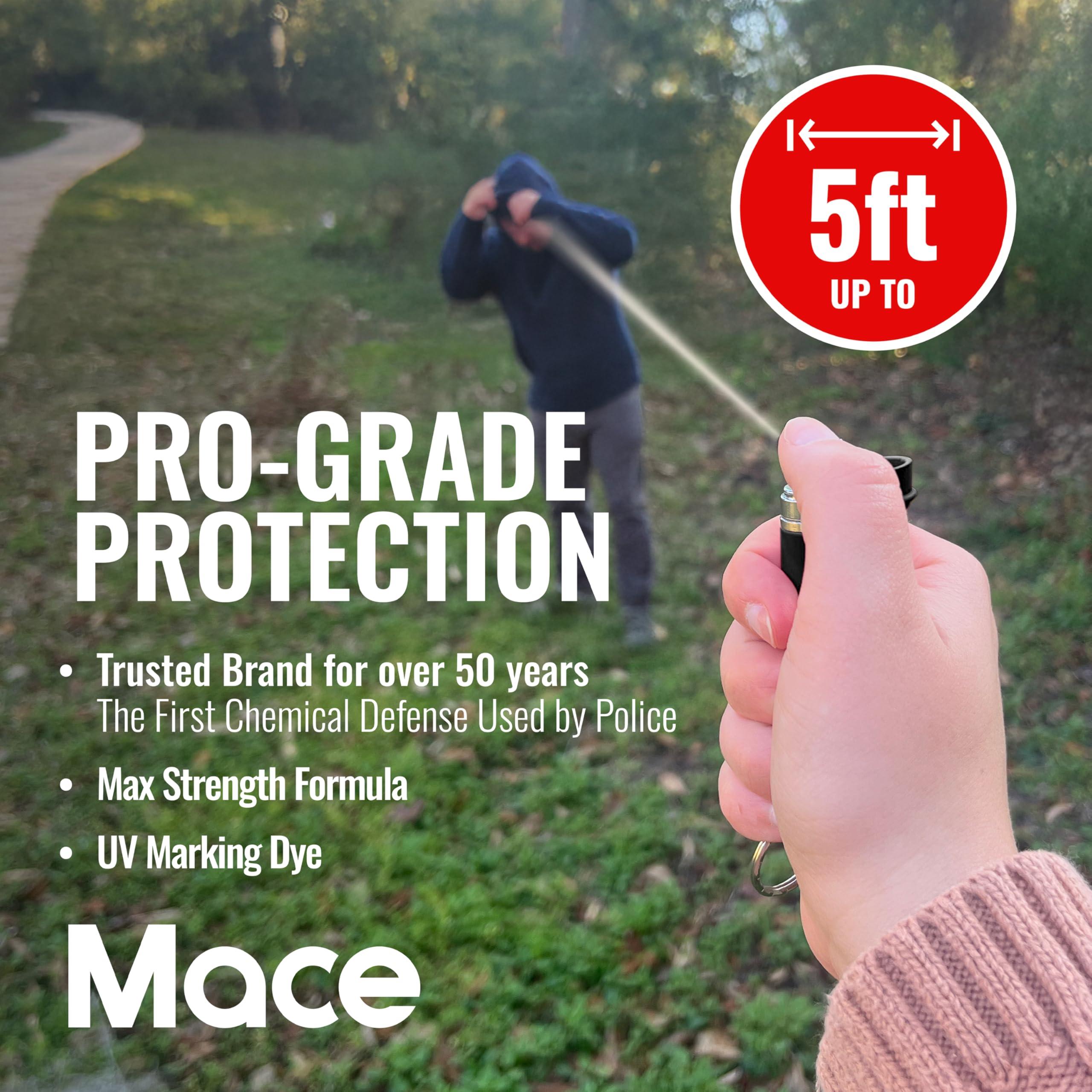 Mace Brand KeyGuard Mini Model Pepper Spray, 0.14 oz, 5 Feet Range, Max Strength 10% OC Formula, Long Lasting UV Dye, Flip Top Safety Cap, Self Defense Pepper Spray for Women & Men - Image 2