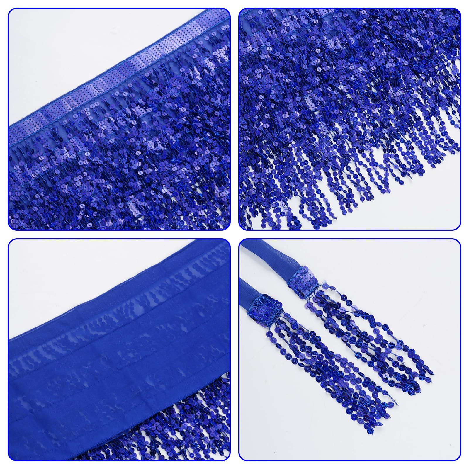 Belly Dance Hip Scarf Sequin Tassel Skirt Wrap Sparkly Rave Costume for Women - Image 3