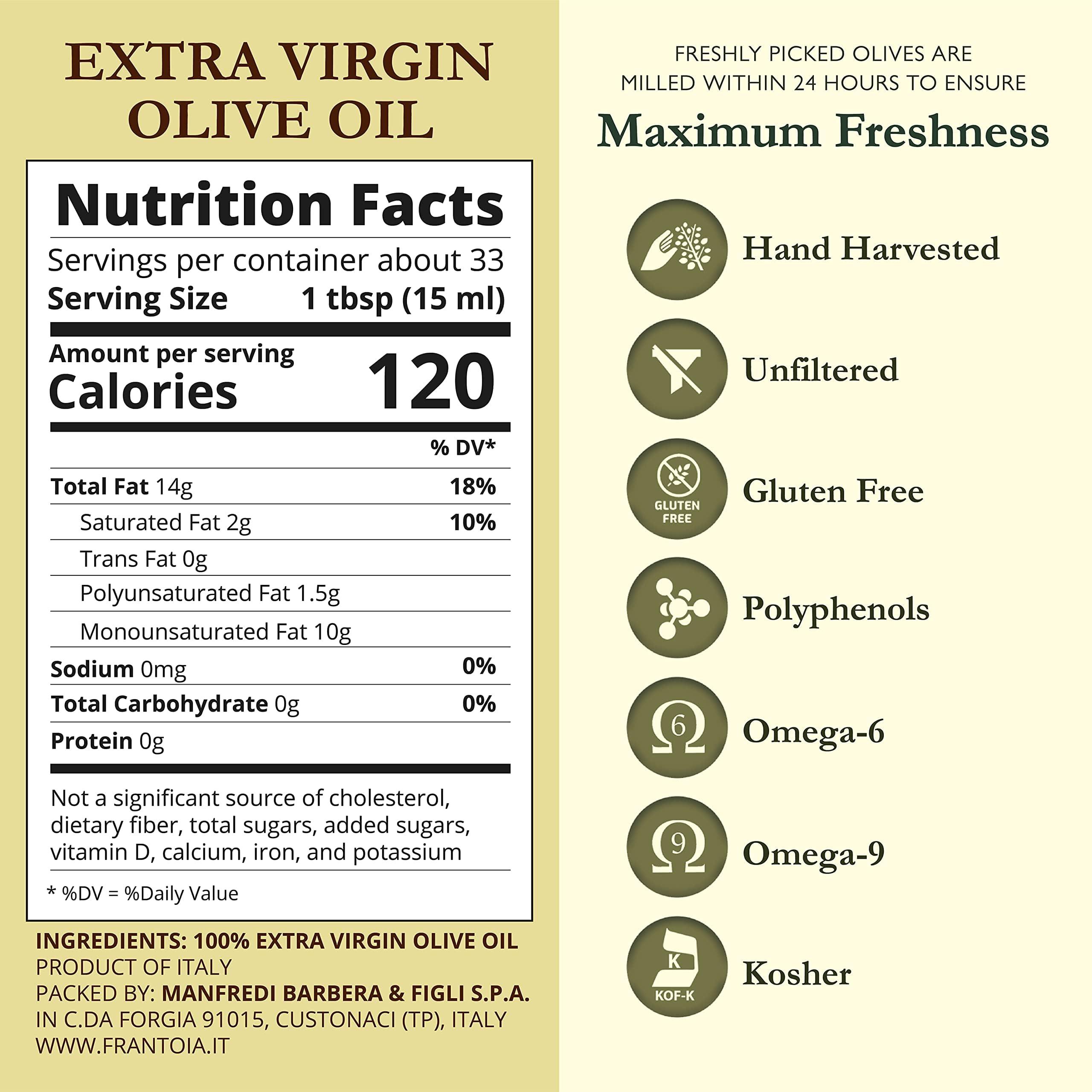 Frantoia Extra Virgin Olive Oil from Italy - Fruity, Unfiltered, Cold Extracted Authentic Sicilian Olive Oil - Fresh Harvest Imported From Italy (101.4 Fl Oz) - Image 2