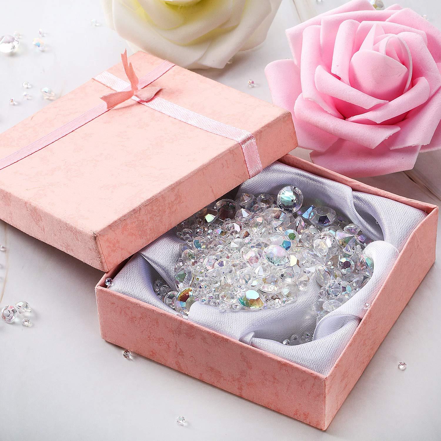 Hicarer 4000 Pieces Diamonds Crystals Acrylic Gems Wedding Table Scattering Gemstones Christmas Party Decorations Bridal Shower Masquerade Vase Fillers(Crystal AB,3 mm, 6 mm and 10 mm) - Image 5