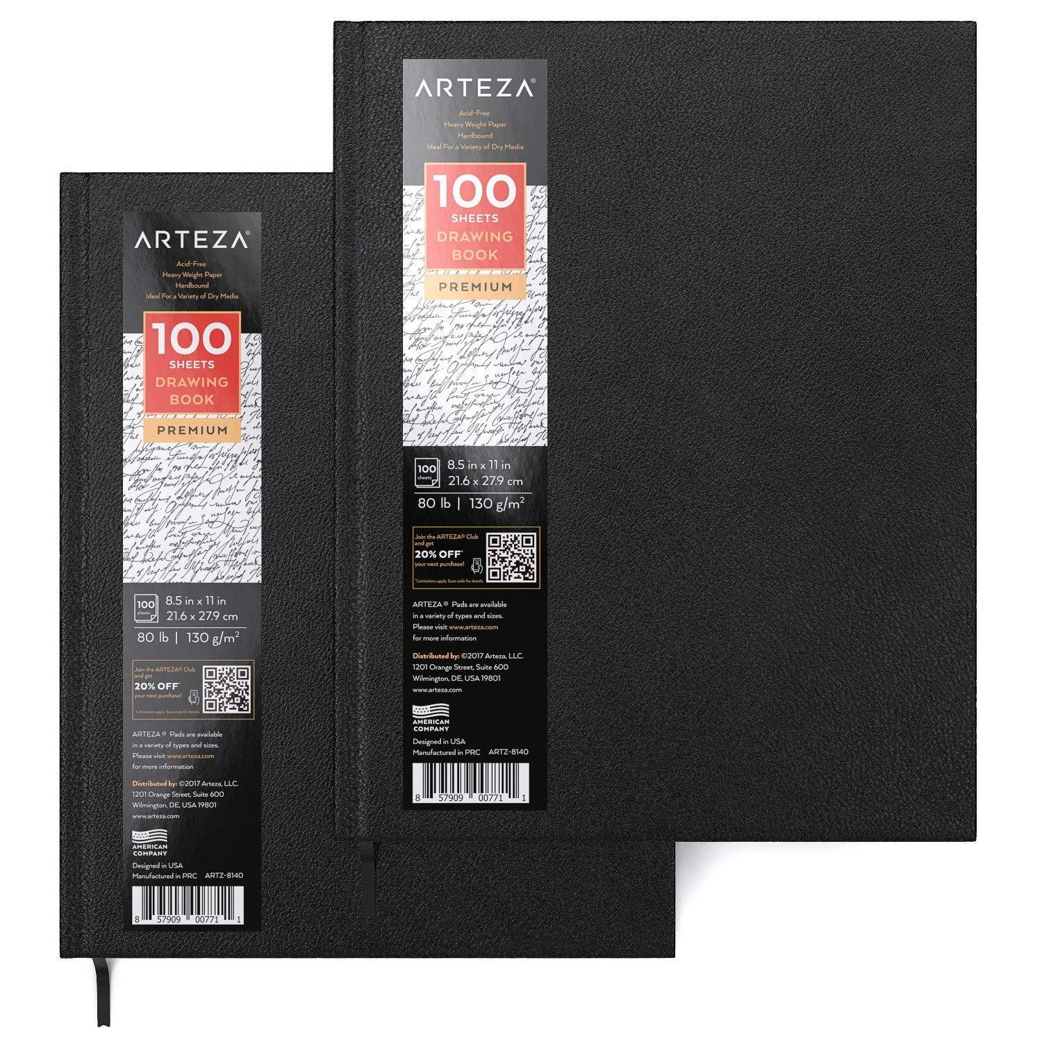 ARTEZA Hardcover Sketch Book 8.5 x 11 Drawing Pad 2 Pack 100 Sheets Sketch Pads for Drawing for Adults & Teens - Image 3
