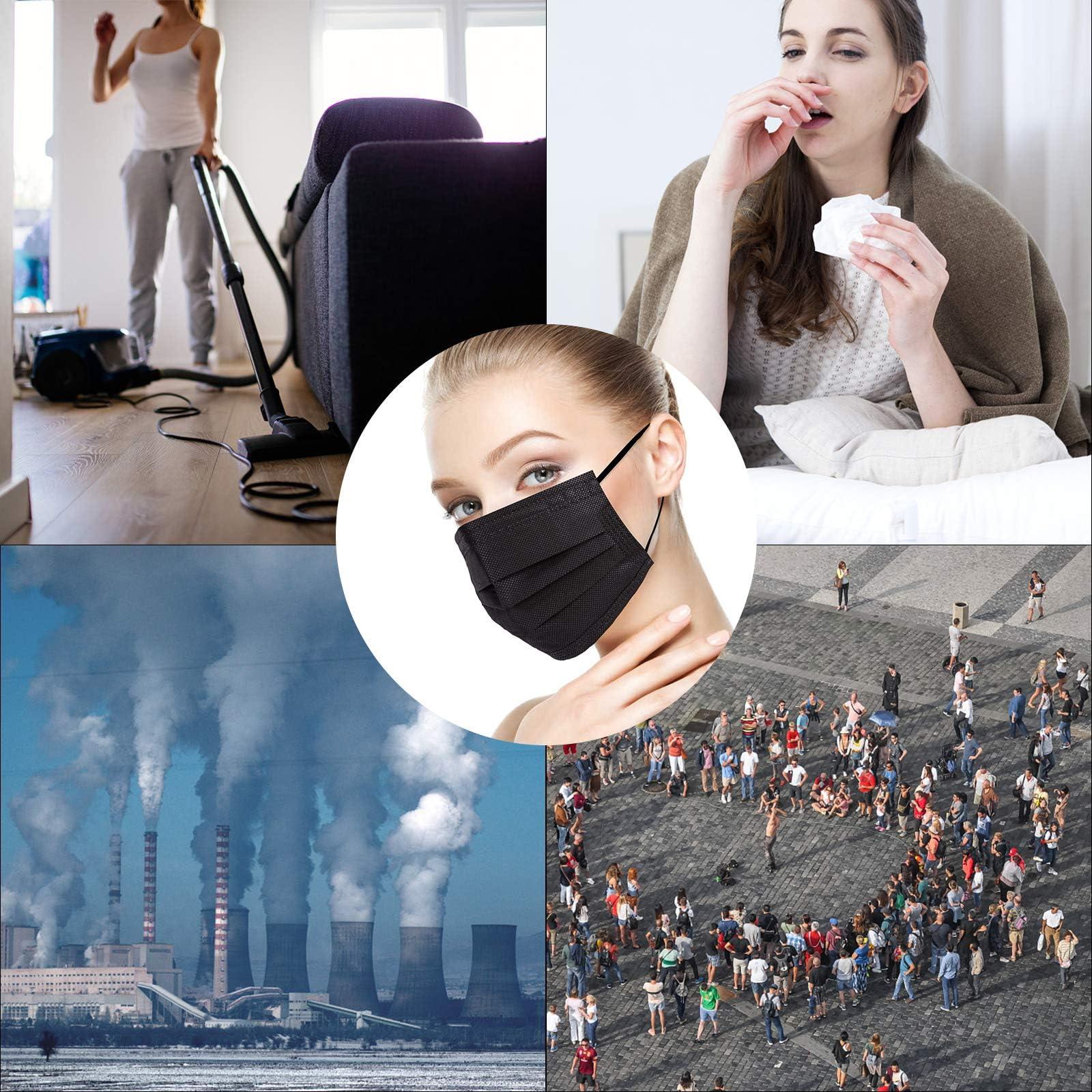 Borje Disposable Face Mask, 100 PCS Black Masks, 3 Ply Protection Face Masks - Image 6