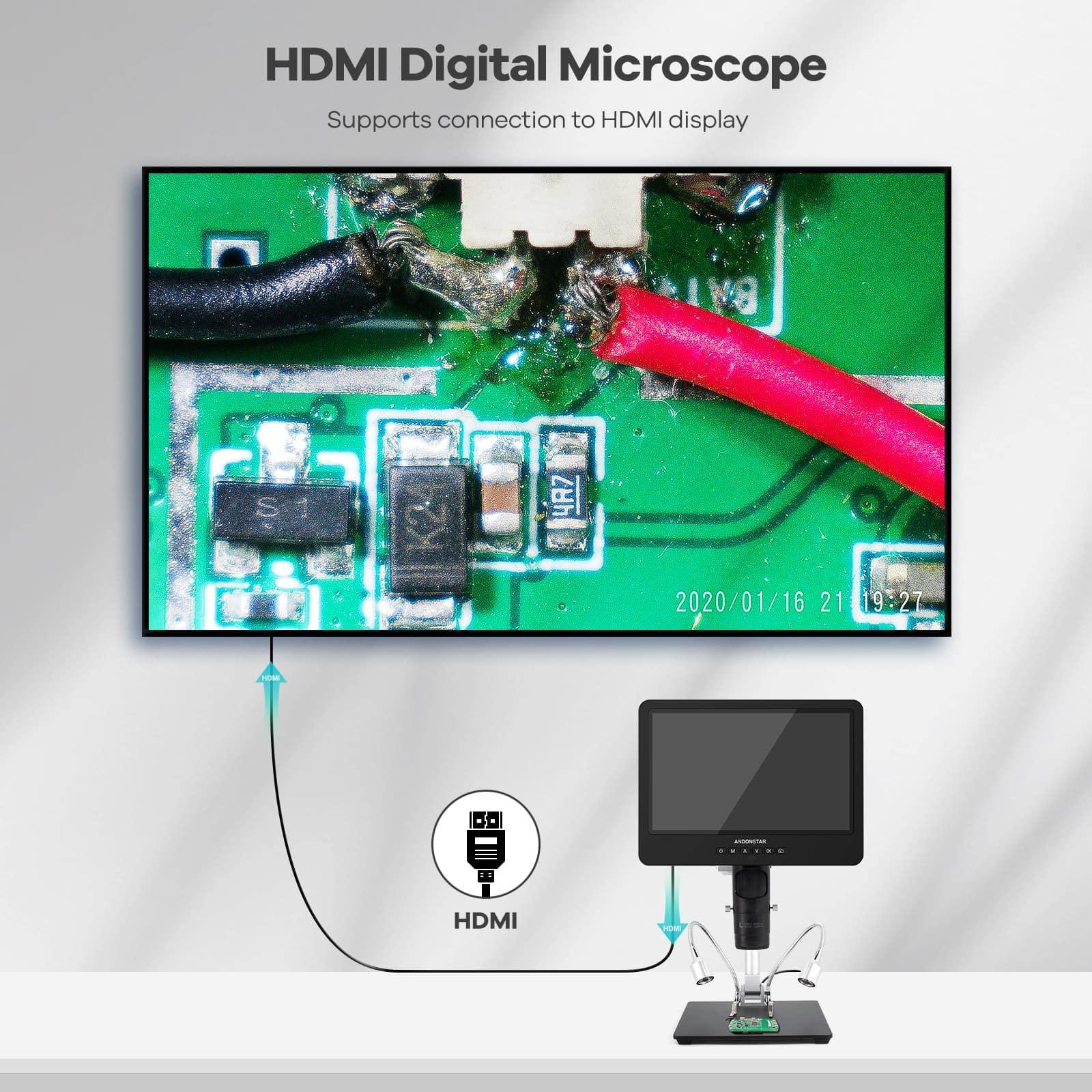 Andonstar AD249S-M 10.1 Inch HDMI Digital Microscope 2000x for Adults, 3 Lens 2160P UHD Video Record, Soldering Microscope for Electronics Repair, Error Coins, Pro Boom Arm Stand, Windows Compatible - Image 4