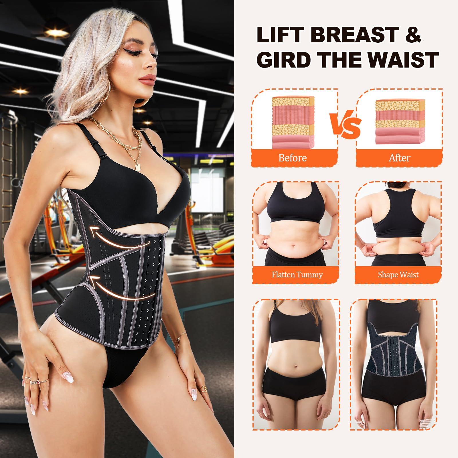 Gaceblis Latex Waist Trainer for Women Waist Cincher Corset for Tummy Control Underbust Sports Workout Hourglass Body Shaper - Image 2