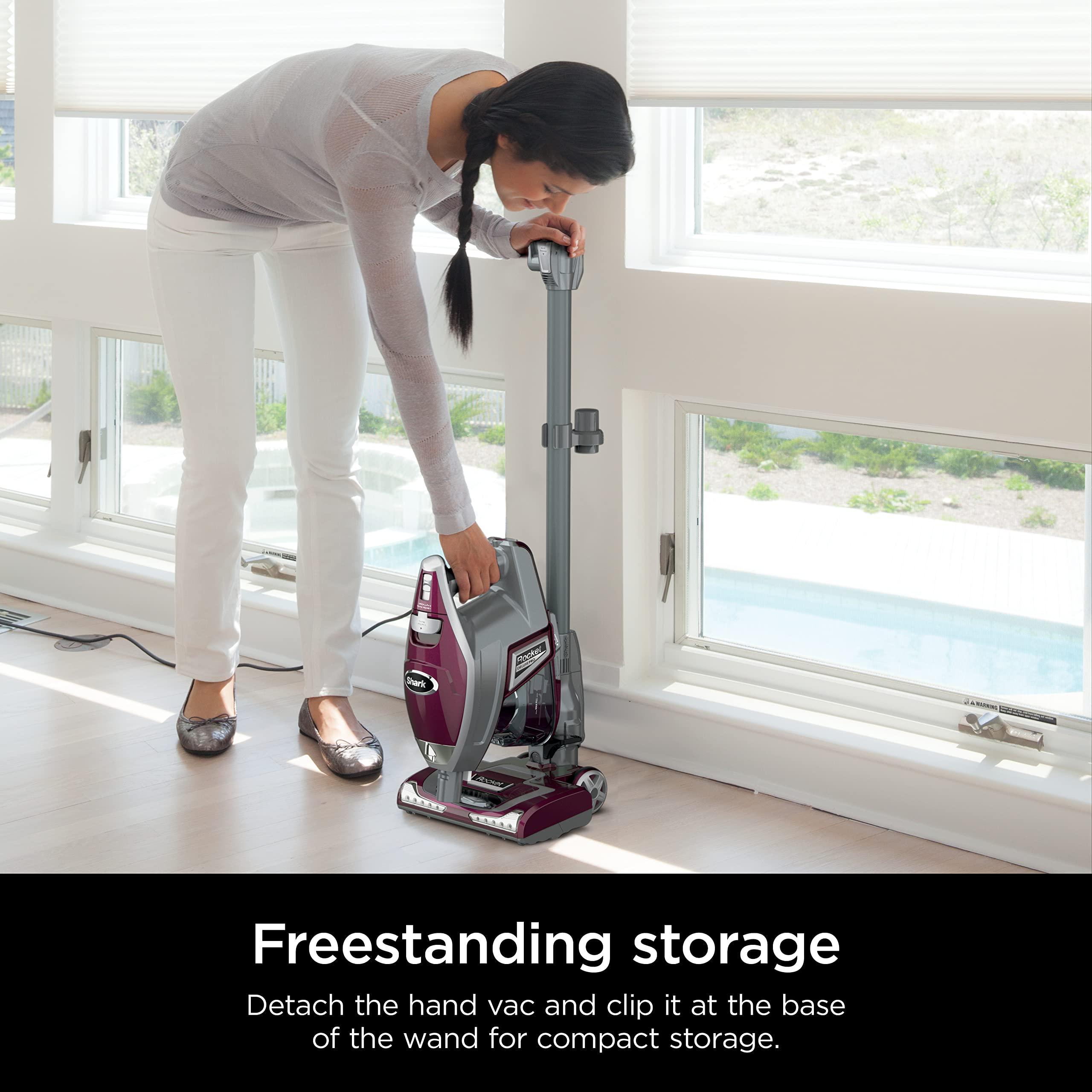 Shark HV322 Rocket Deluxe Pro Corded Stick Vacuum with LED Headlights, XL Dust Cup, Lightweight, Perfect for Pet Hair Pickup, Converts to a Hand Vacuum, with Pet Attachments, Bordeaux/Silver - Image 5