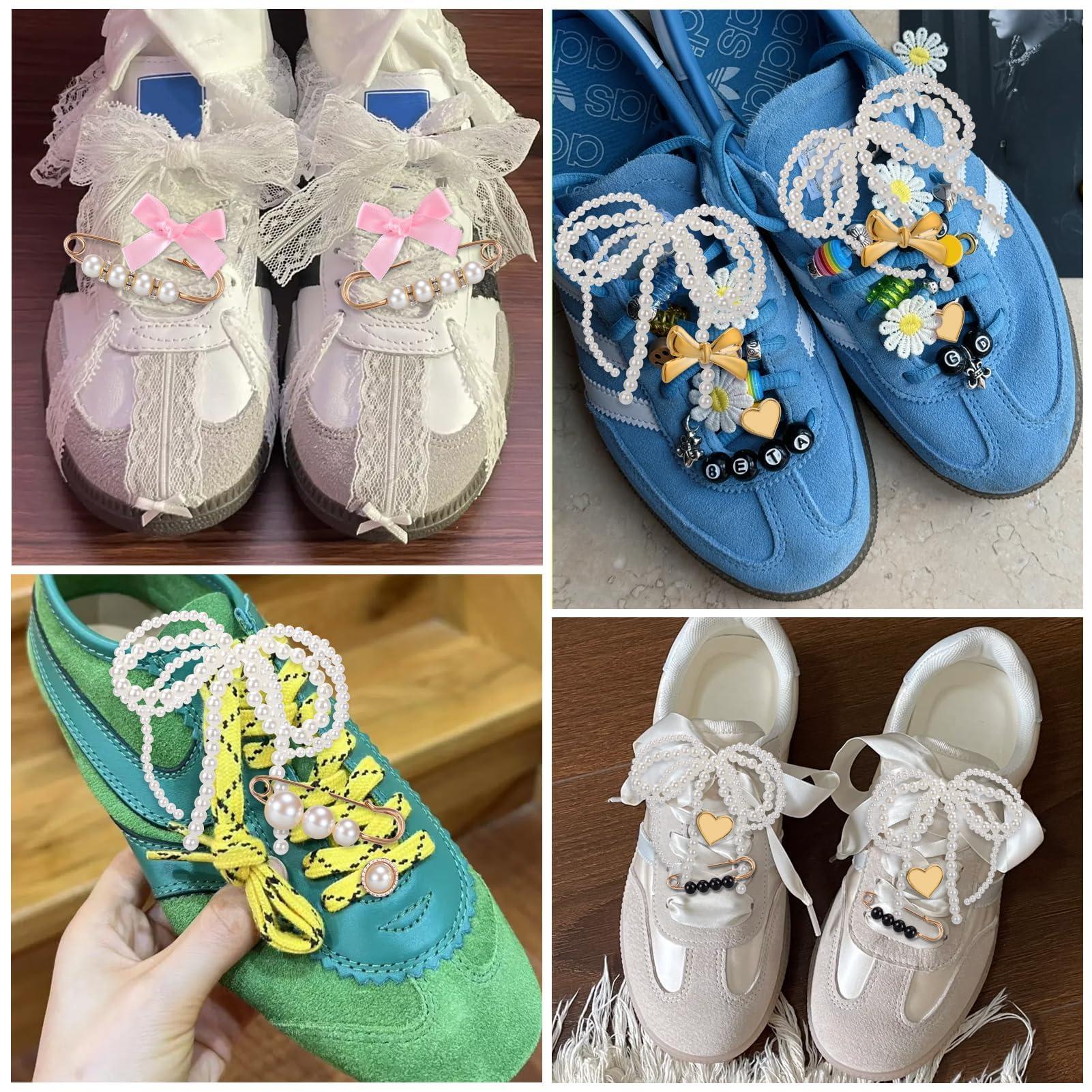pequano Shoes Charms for Sneakers Socks, 30/43pcs Pearl Shoe Lace Jewelry, Junk Socks Charms Pins, Stylish Shoe Decoration Charms for Women, Brooch Pins Buttons for Clothes, Hats Decoratin - Image 8