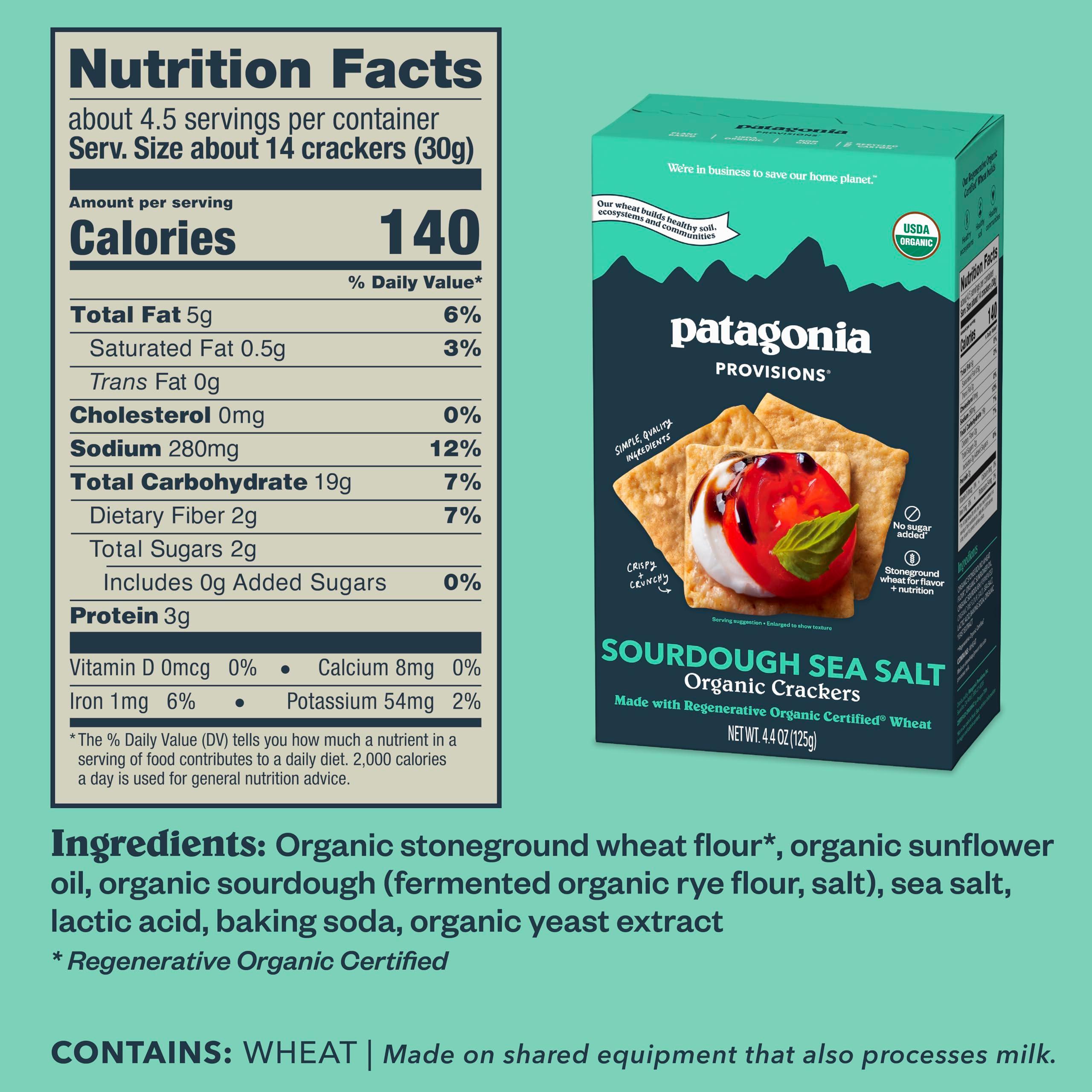 Patagonia Provisions Organic Sourdough Sea Salt Crackers – 3g Plant Protein Per Serving – Made with Wheat Flour & Sea Salt – Non-GMO, No Added Sugar - Crispy & Crunchy - Image 2
