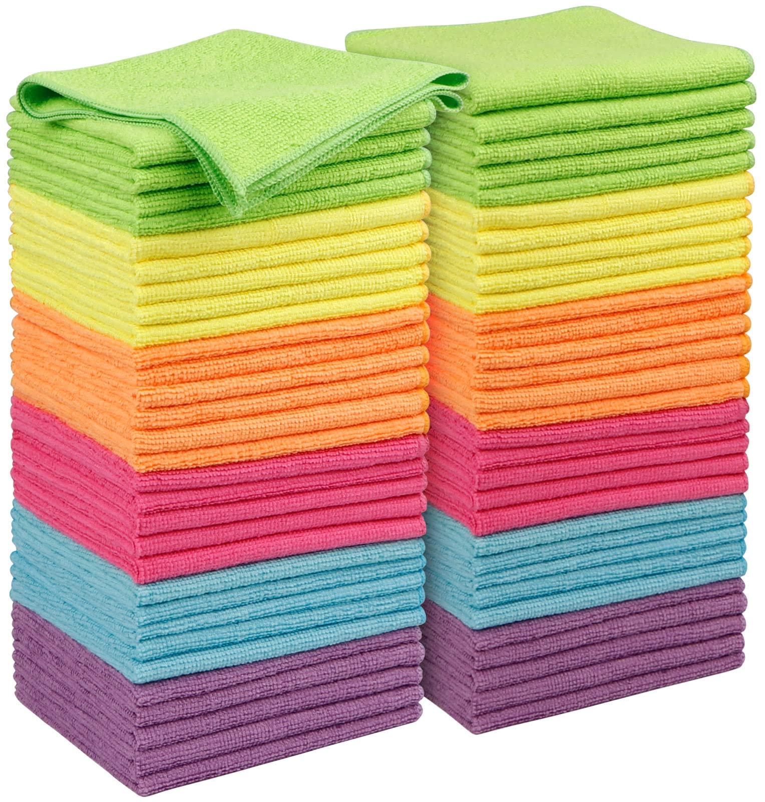 Orighty Microfiber Cleaning Cloth Pack of 12, Highly Absorbent Cleaning Supplies, Lint Free Cloths for Multiple-use, Powerful Dust Removal Clean Rags for House, Kitchen, Car Care(12x12 inch)