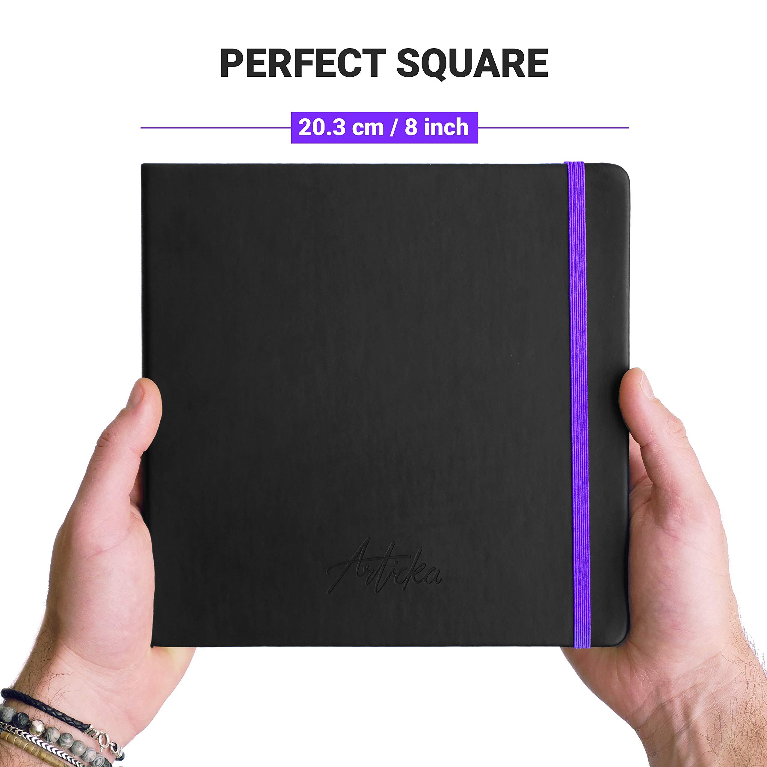 Articka Hardcover Sketchbook – 8x8 Square Sketch Journal, 120 Pages, 180GSM Thick Paper – Hard Cover Sketch Book for Drawing & Journaling – Small Sketch Book with Elastic Closure - Image 4