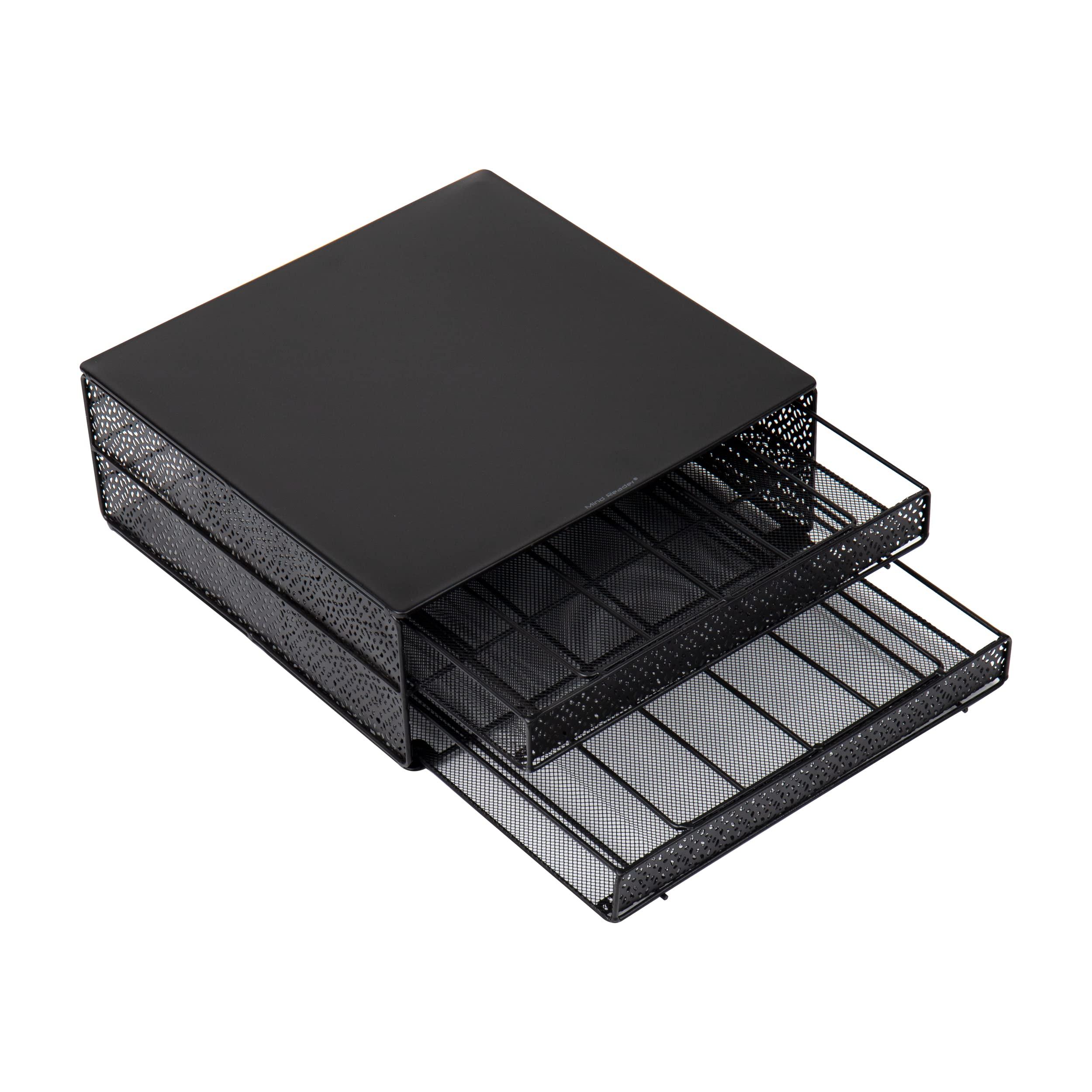 Mind Reader Single Serve Coffee Pod Organizer with 2 Drawers, 72 Pod Capacity, Metal Mesh, 13"L x 12.75"W x 5"H, Black - Image 7