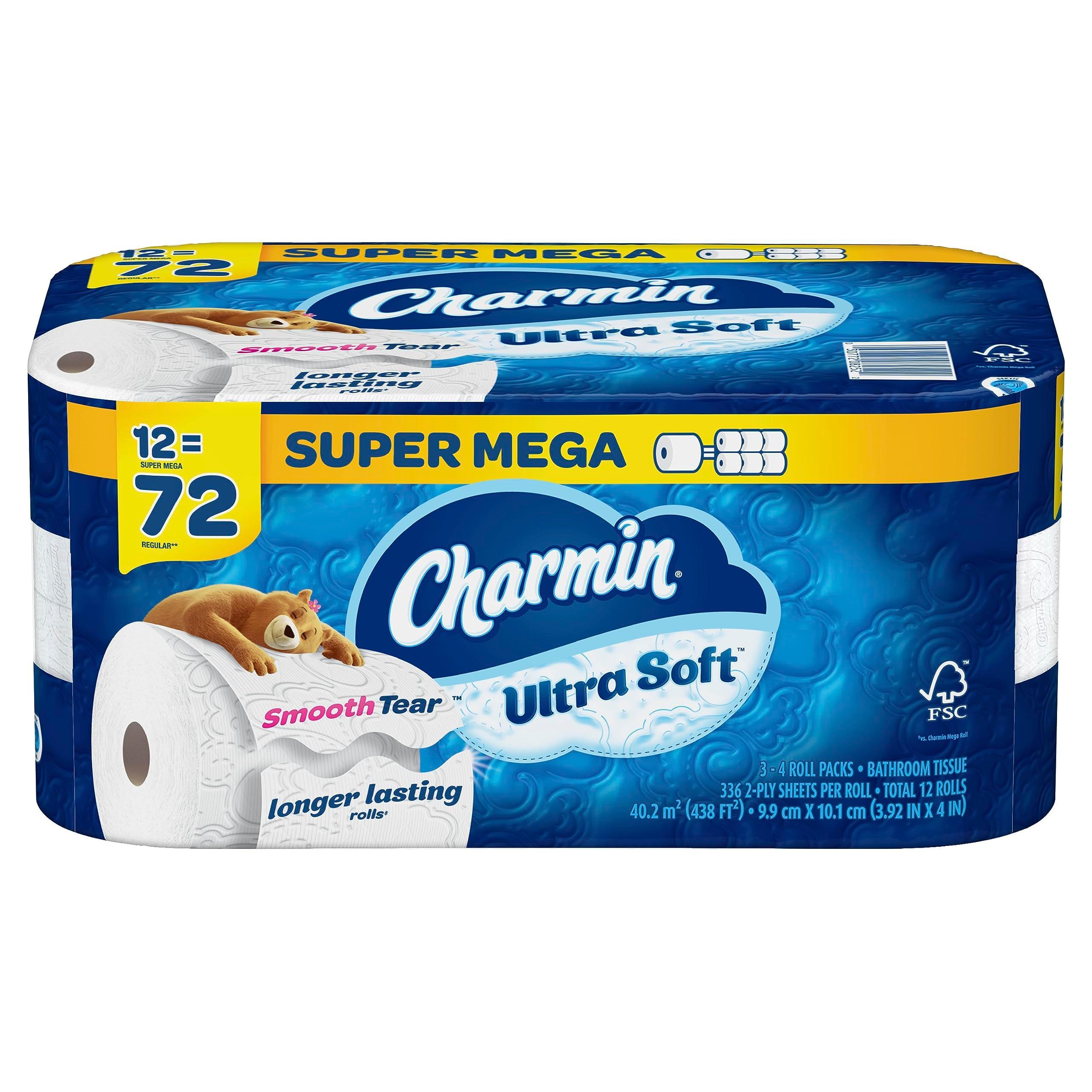 Charmin Ultra Soft Toilet Paper 12 Mega XL Rolls, 336 Sheets Per Roll (Packaging May Vary)