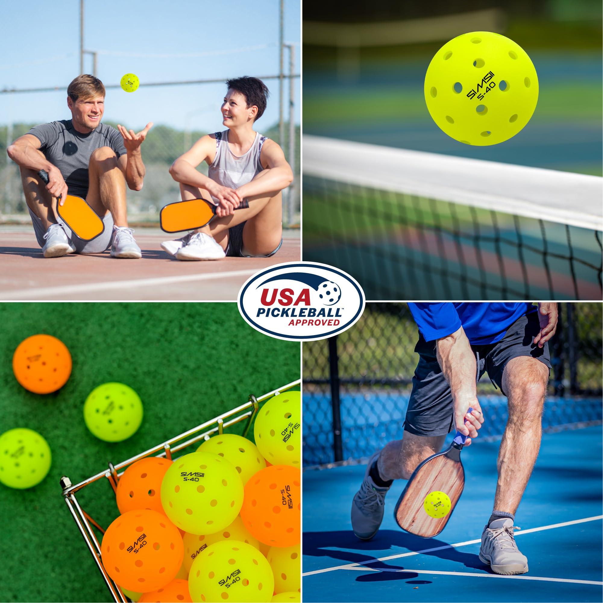 SIMSII S-40 Outdoor Pickleball Balls - 40 Holes, Approved by The USAPA - Durable PE Material, Seamless Construction, Tournament Grade, 3/12/40/100 Pack - Pickleballs - Image 8