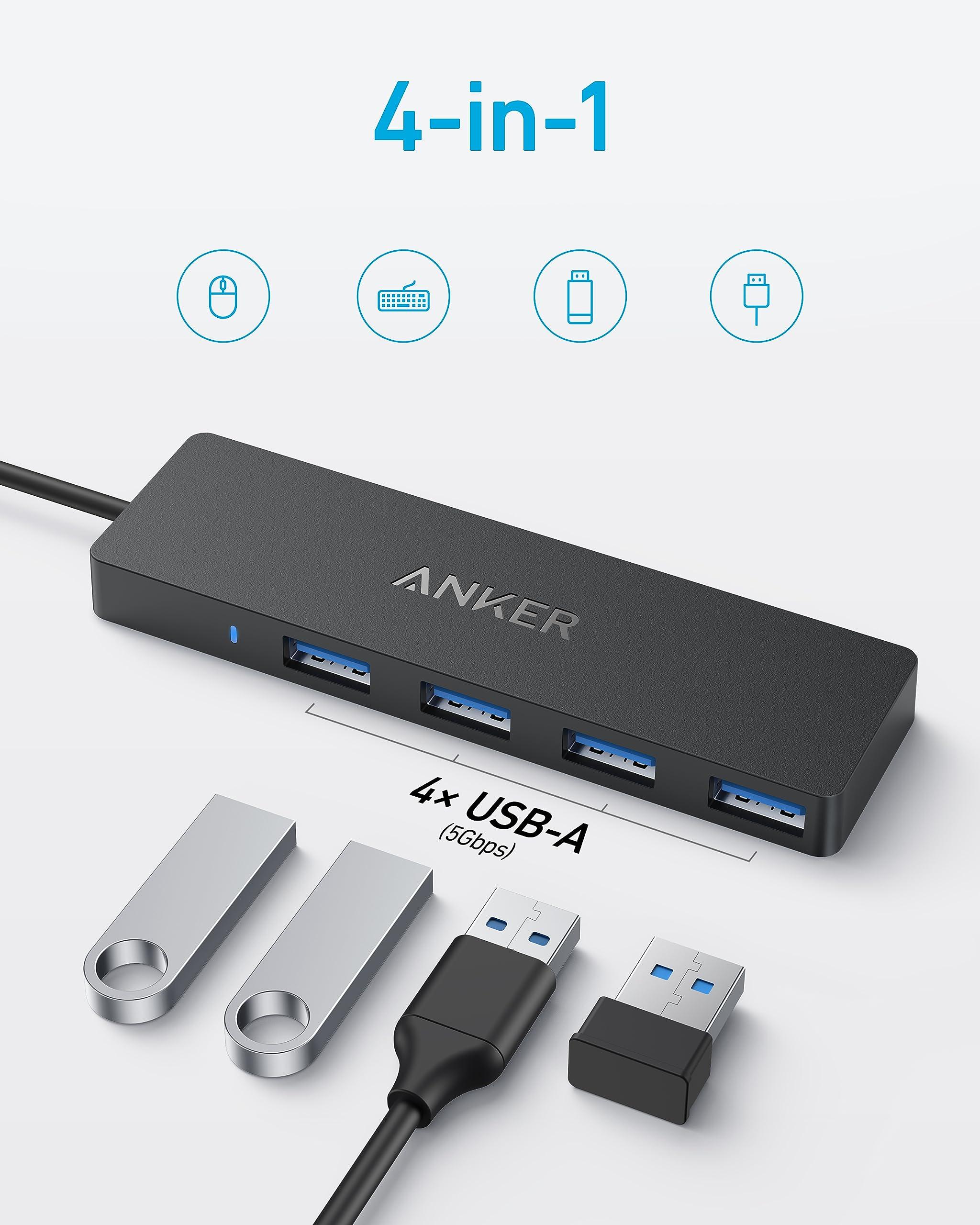 Anker 4-Port USB 3.0 Hub with 5Gbps Data Transfer, Ultra-Slim Data USB C Hub [Charging Not Supported], for MacBook, iMac, Surface, Mobile HDD, and More (USB-C, 0.7 ft) - Image 2