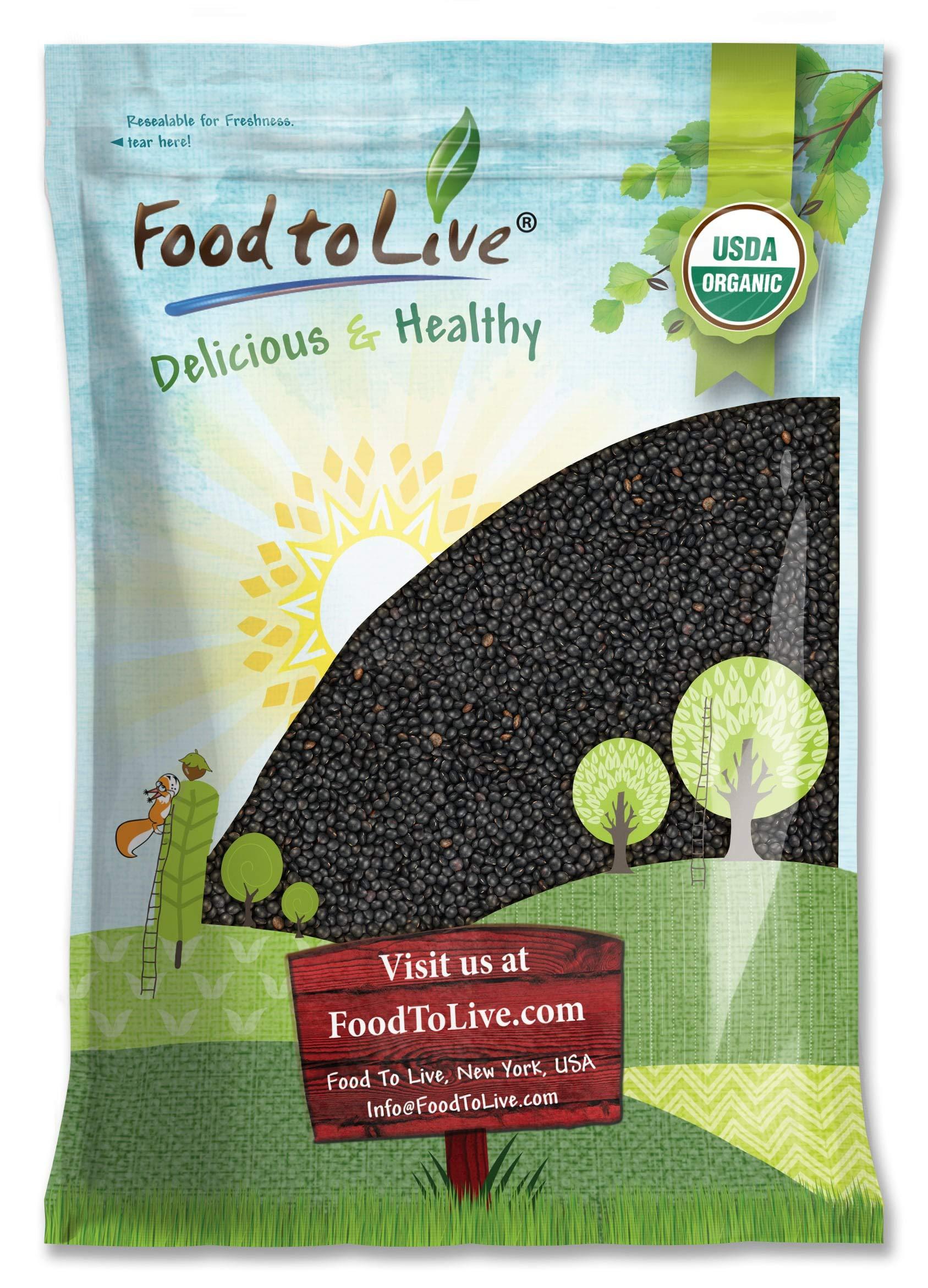 Food to Live Organic Black Lentils, 10 Pounds – Non-GMO, Whole Dry Pulses, Raw, Sproutable, Kosher, Vegan, Bulk Legumes, Black Masoor Daal. Rich in Thiamin, Folate, Protein. Great for Tacos, Soups